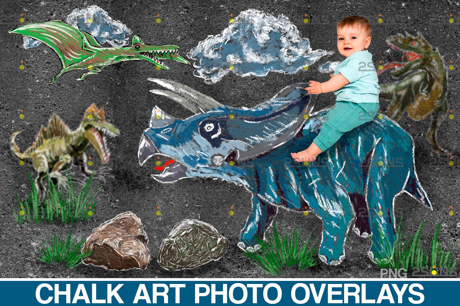 Dinosaurs Chalk art overlays, Dinosaur backdrop (649347