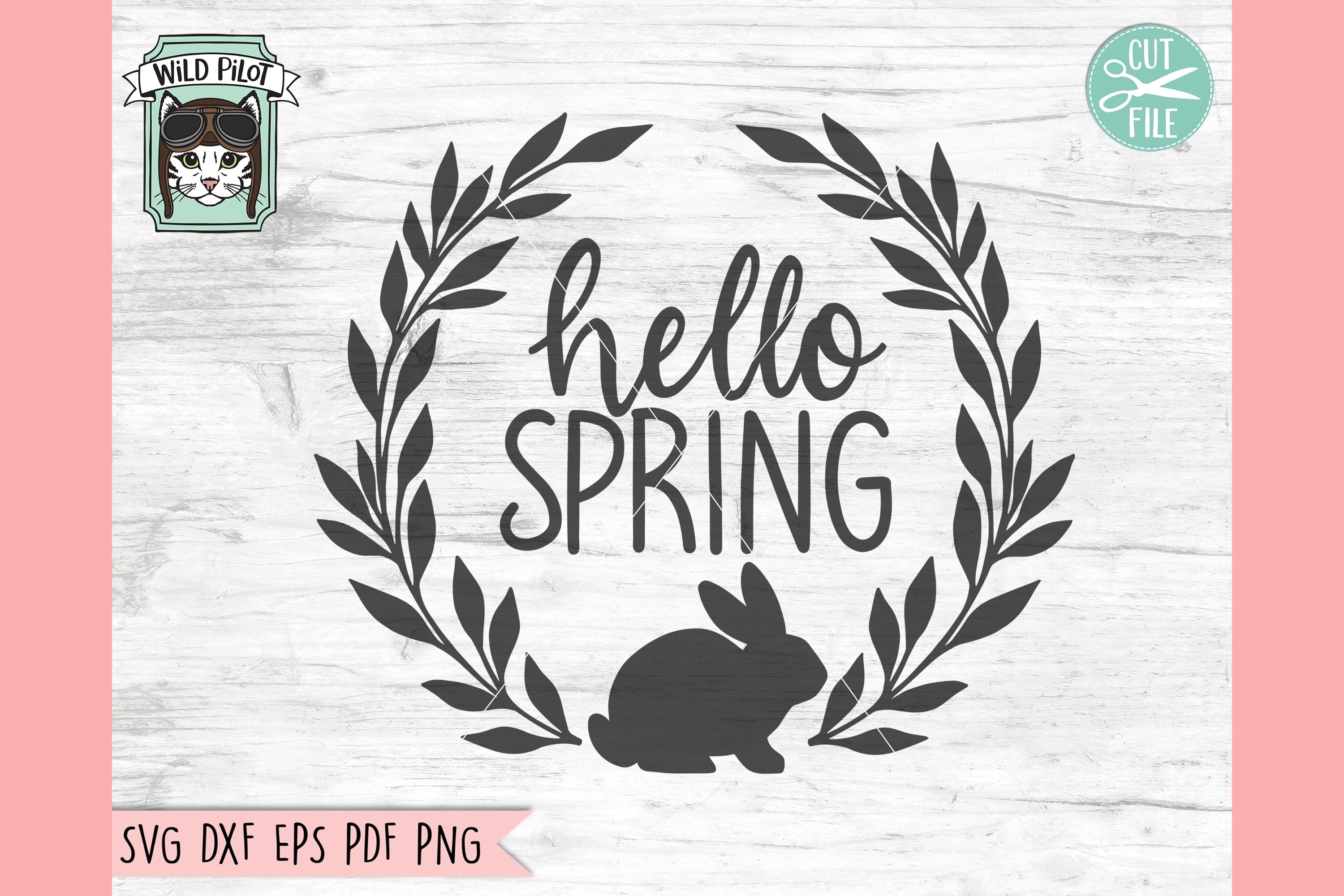 Download Hello Spring Sign Svg Easter Bunny Svg Rabbit Wreath Svg 1156134 Cut Files Design Bundles