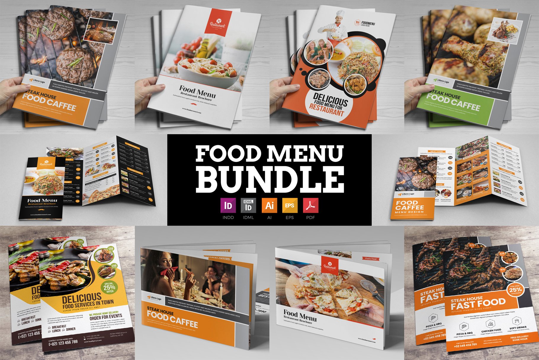 Food Menu Restaurant Brochure Bundle (243839) Brochures Design Bundles