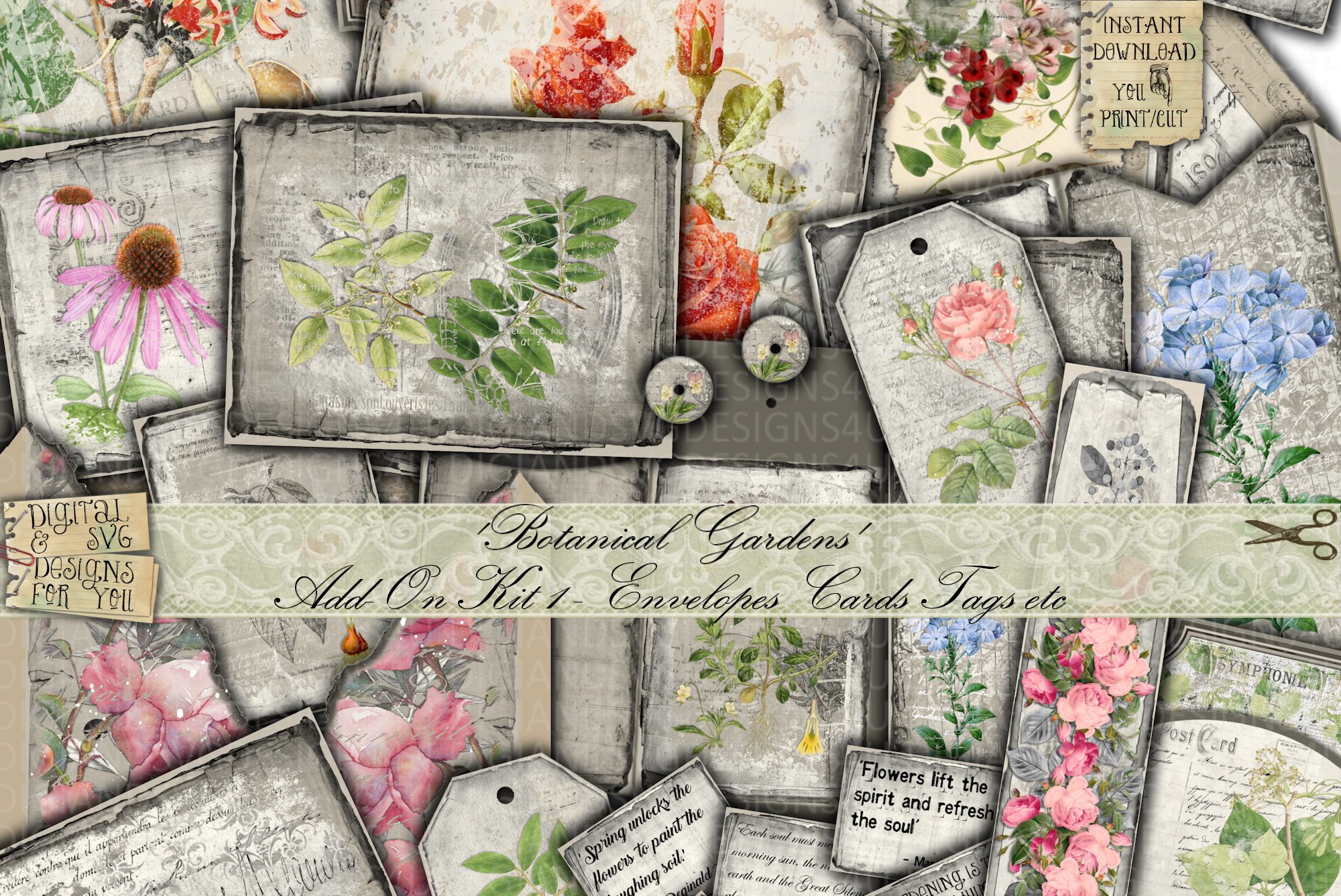 Botanical | Junk Journal | Garden Ephemera | Journal kit