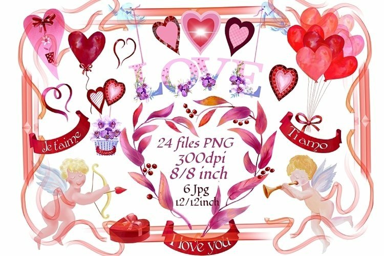 Download Bundle Valentines Valentines Day Clipart Digital Paper 1154118 Illustrations Design Bundles