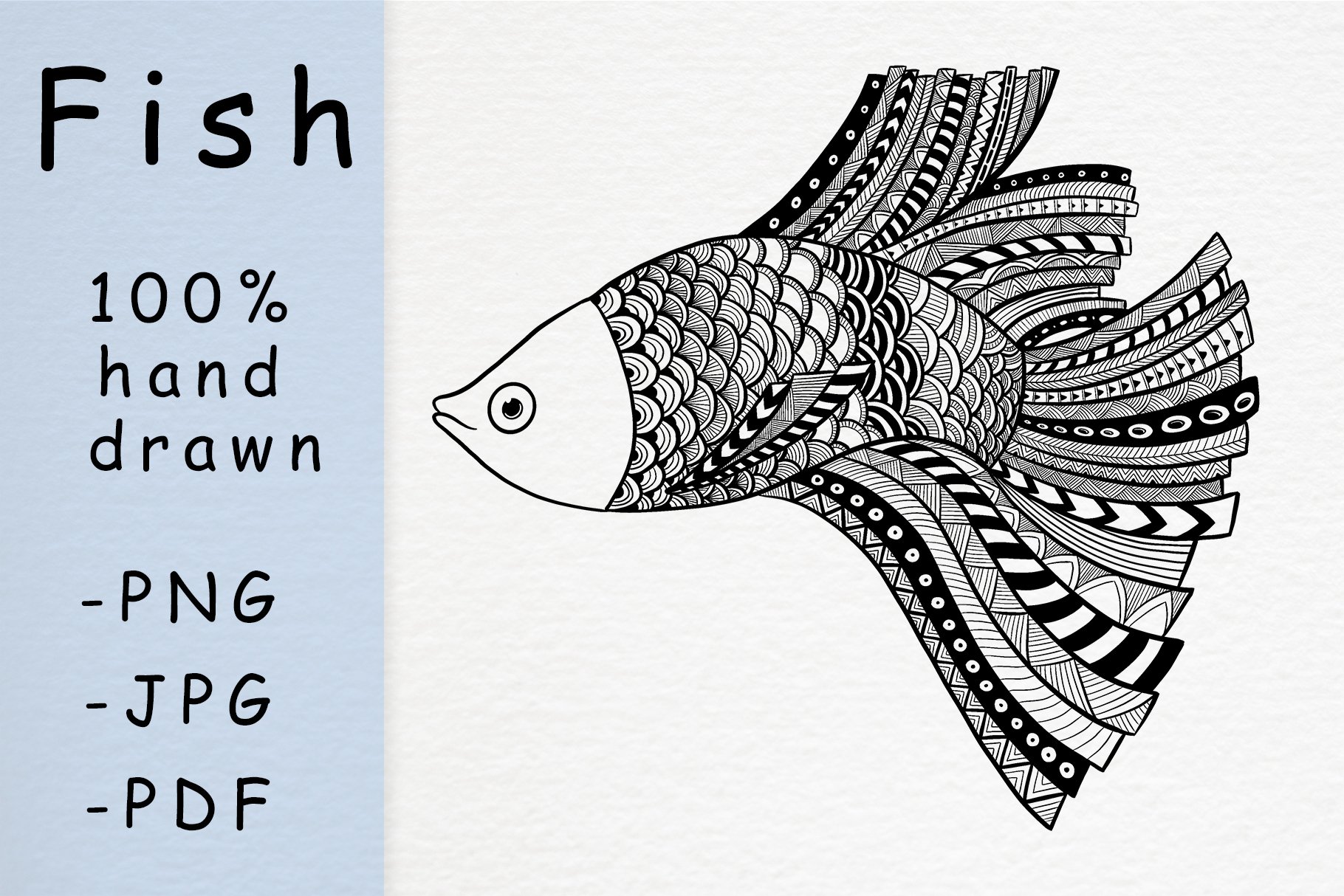 Hand drawn fish with patterns