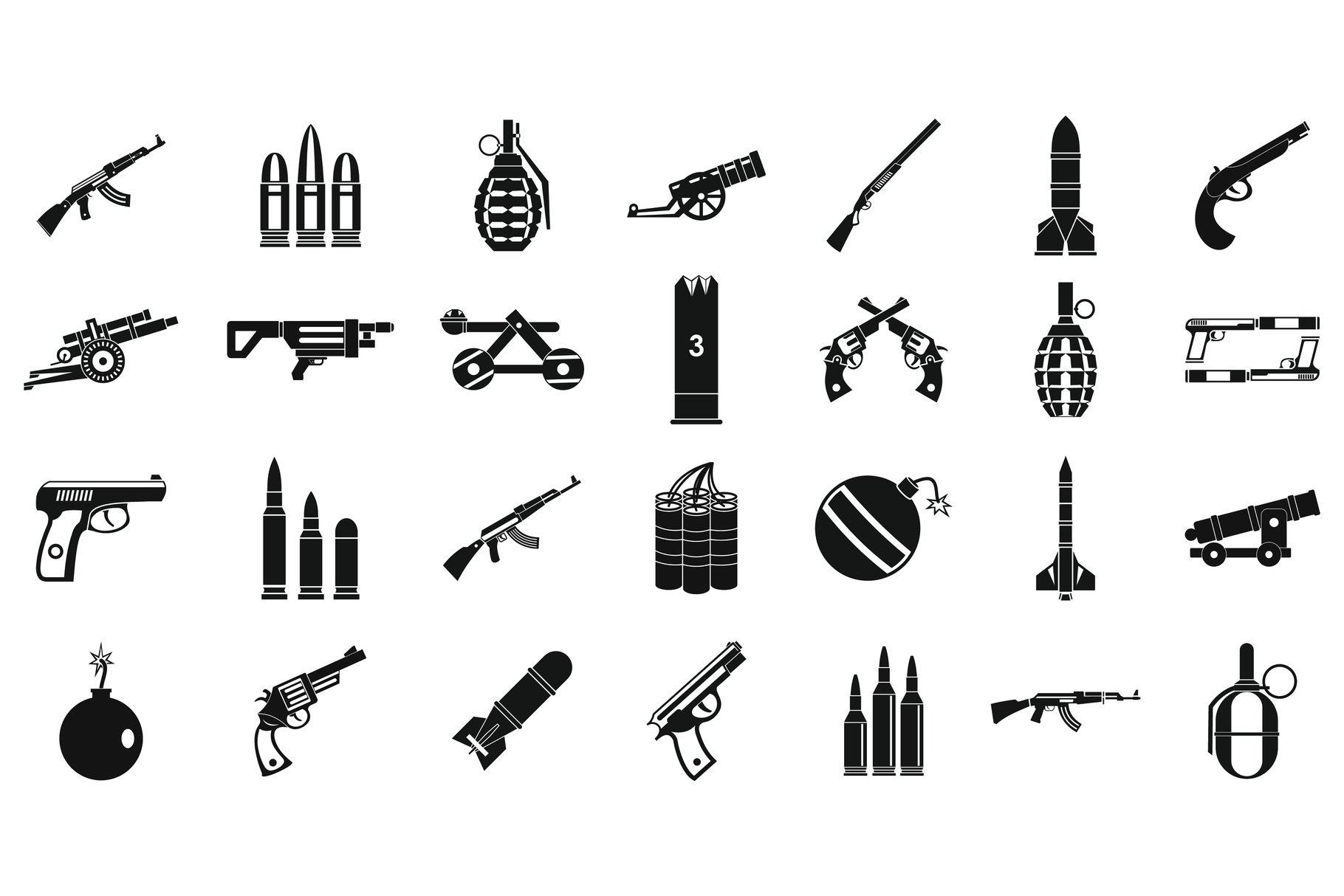 Weapons ammunition icon set, simple style (370689) | Illustrations ...