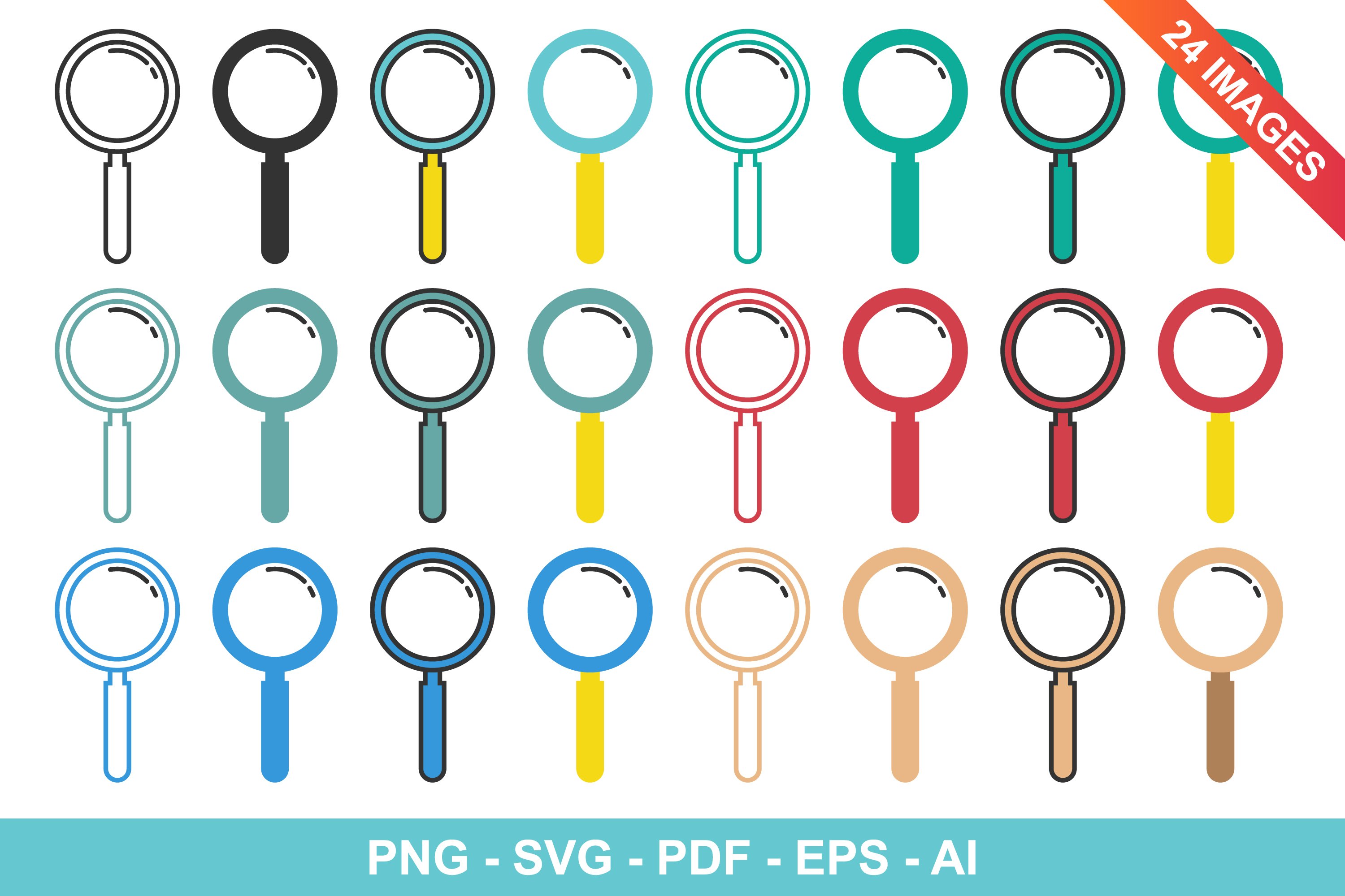 Magnifying glass clip art (1255360) | Icons | Design Bundles