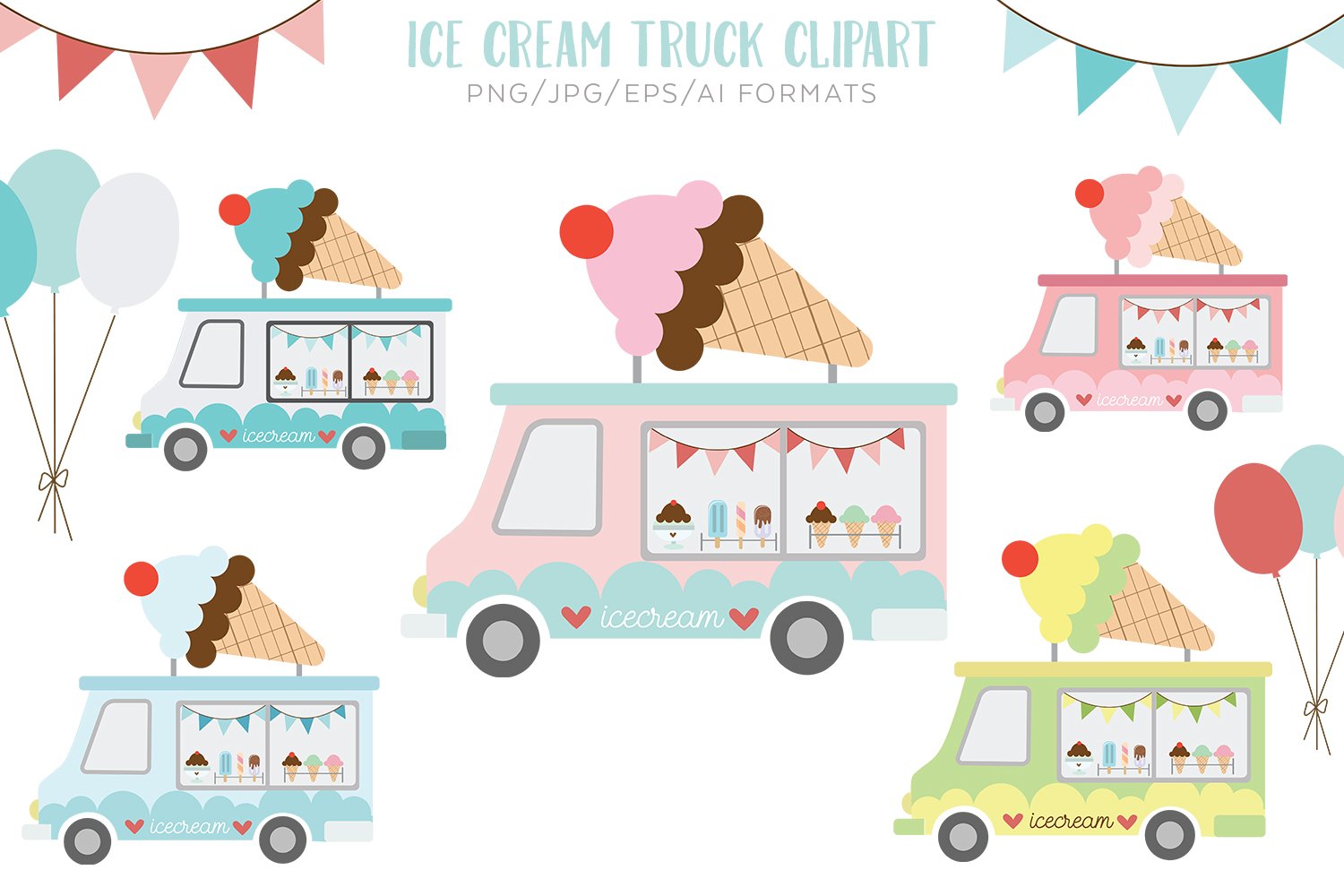 Ice Cream Truck Vector Clipart