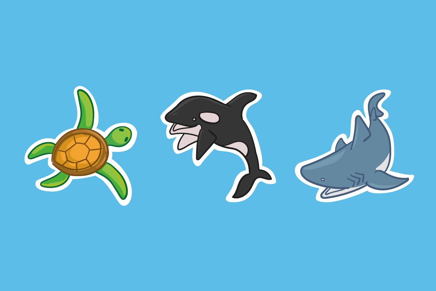 Sea Animal Sticker Illustrations