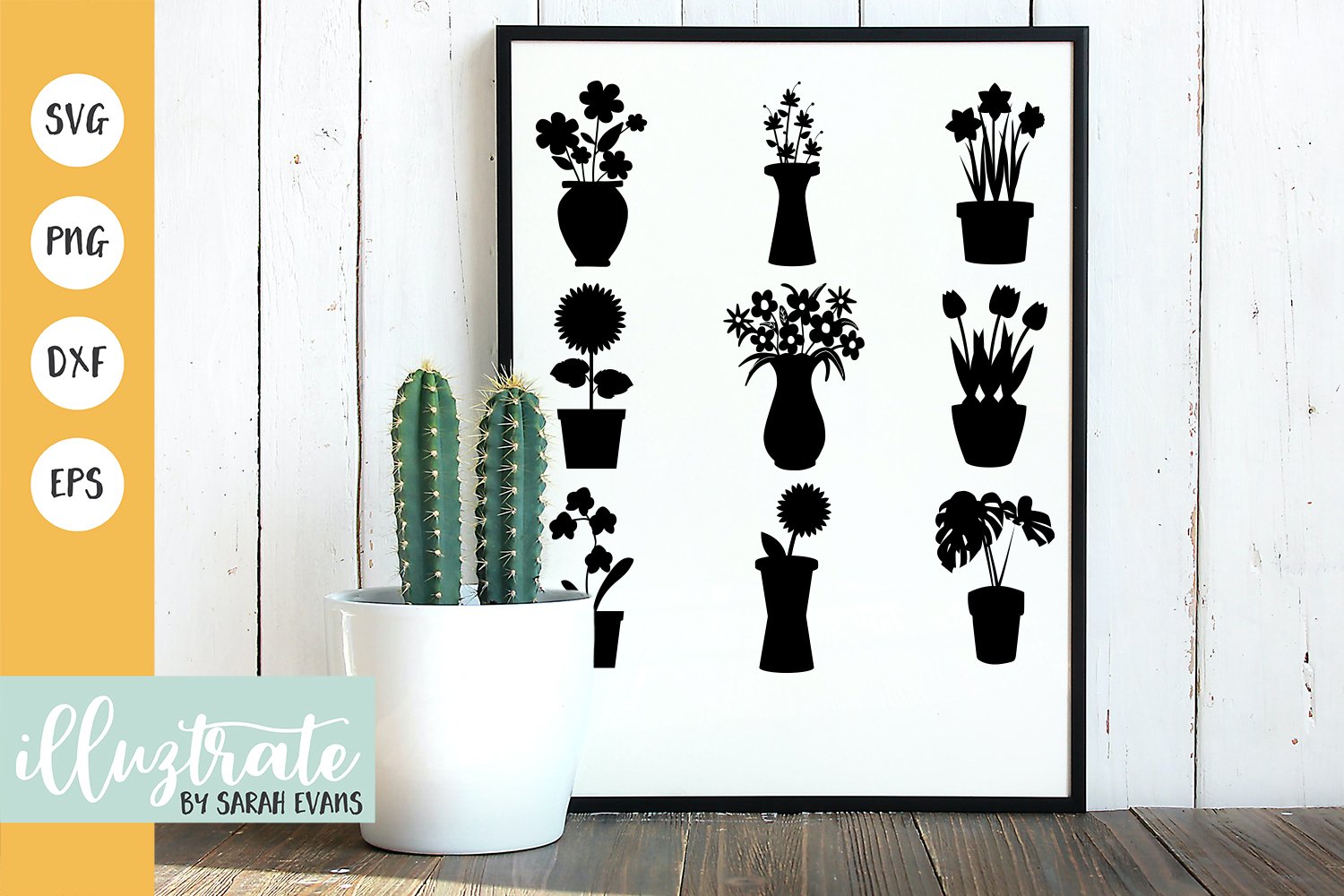 Flowers in a vase SVG Cut Files - Silhouette of flowers (138256