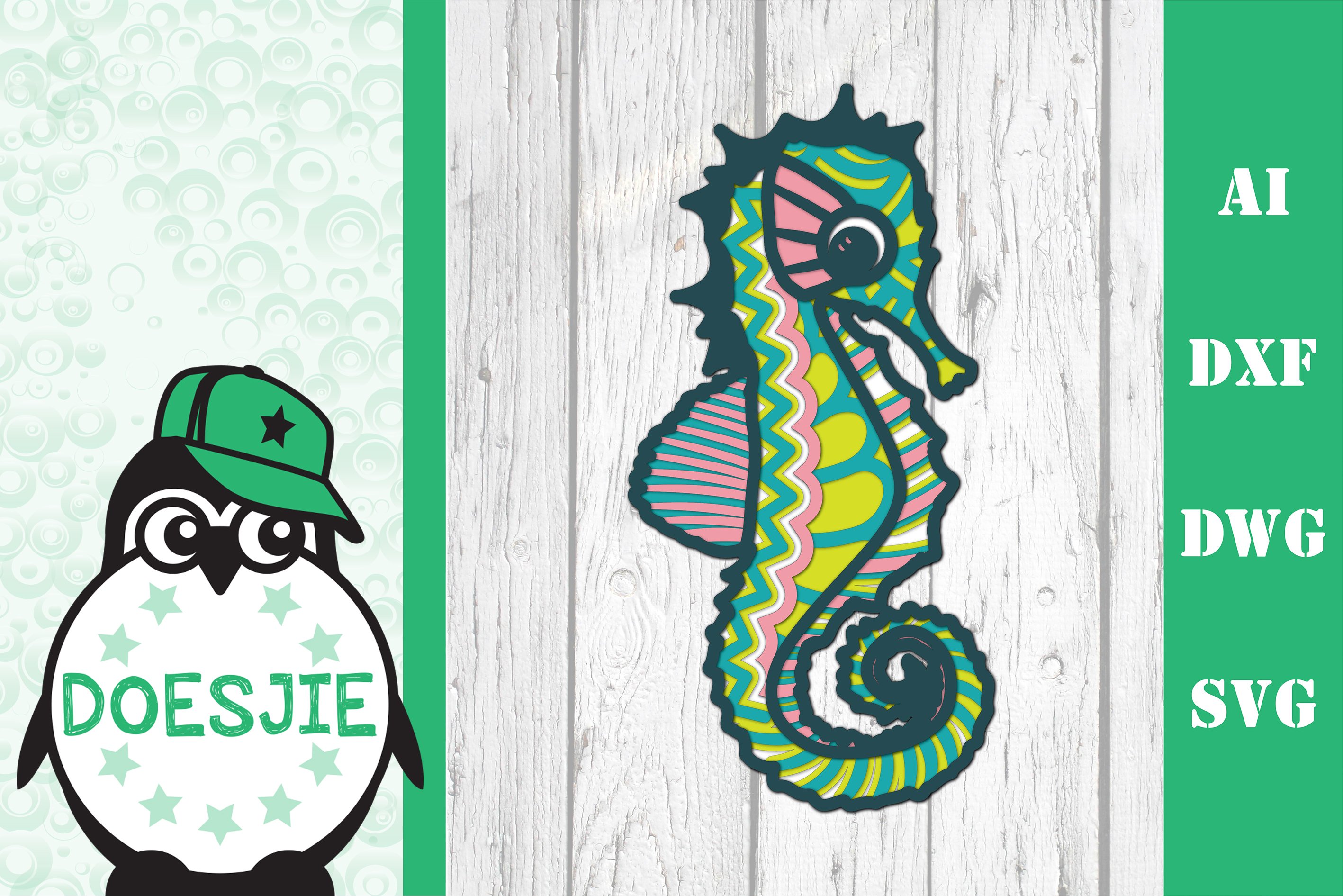 Seahorse mandala svg free design  layered svg cut file