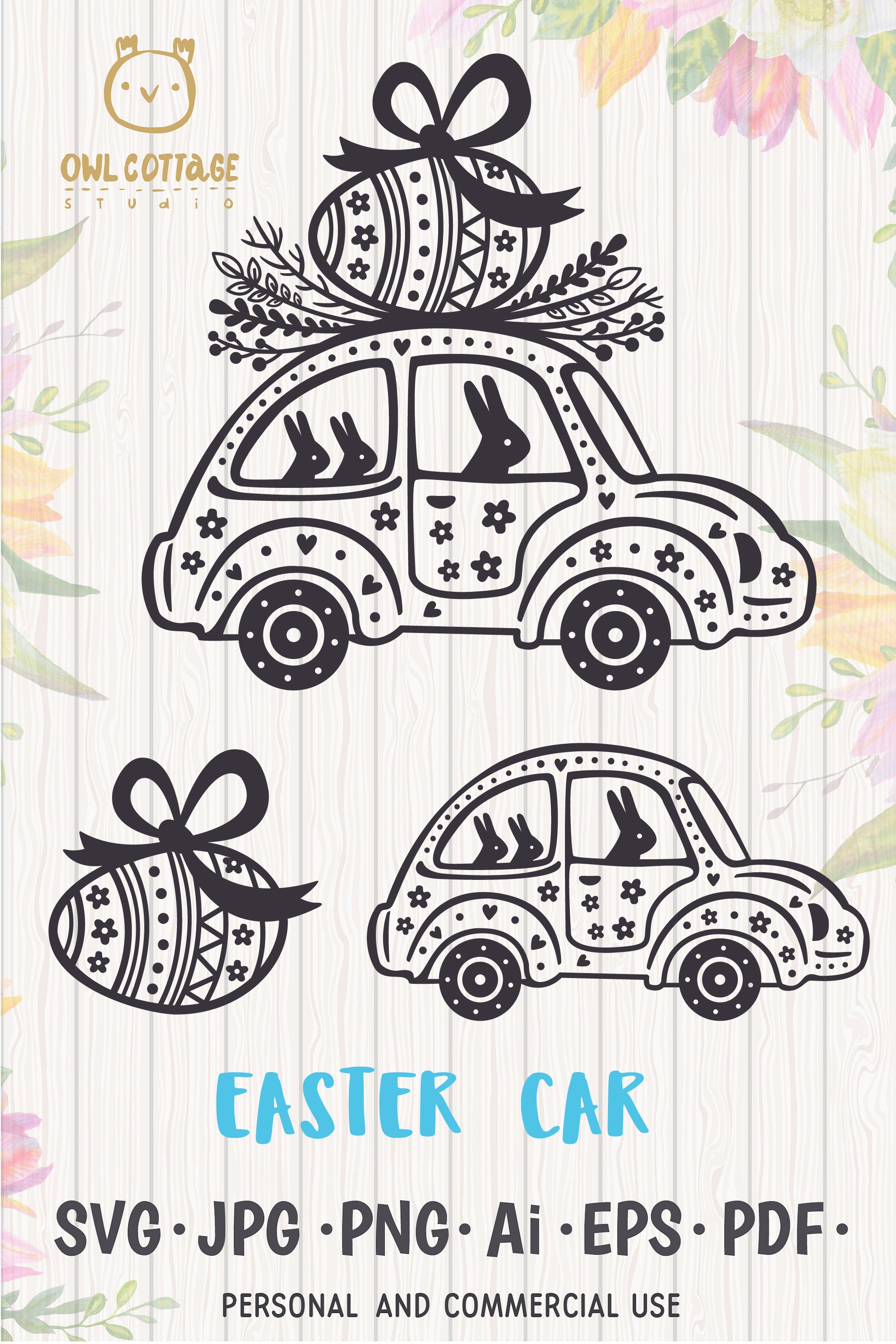 Easter Car svg , Easter Svg, Easter Decor (478100) Cut Files Design