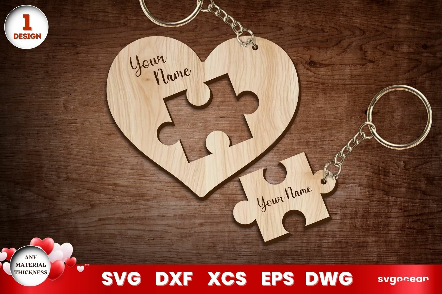 Heart Puzzle Couple Keychains | Laser Cut | Glowforge
