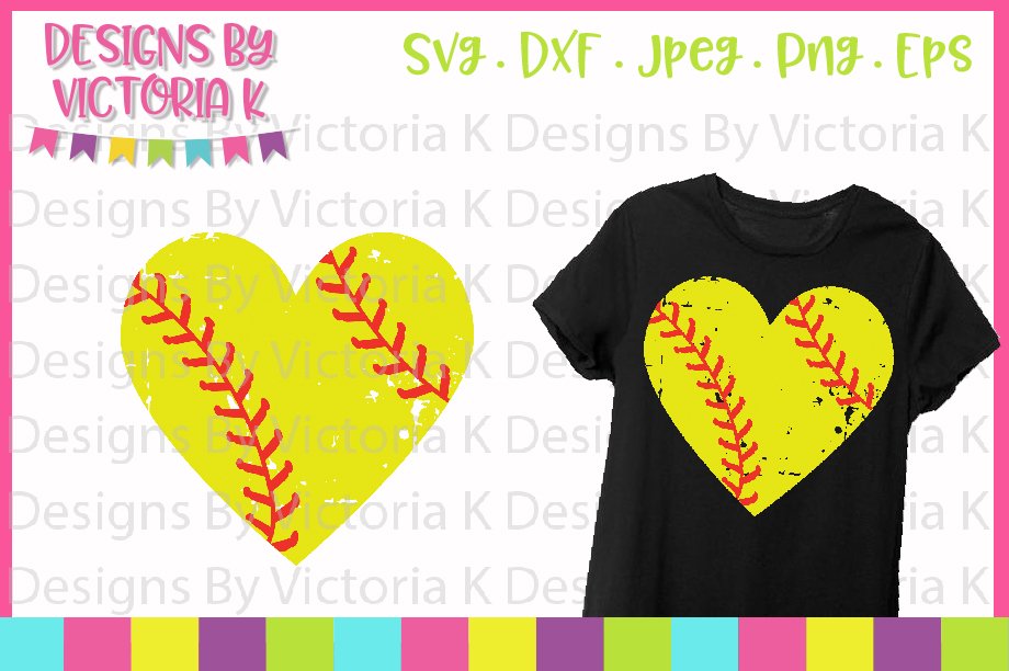 Download Softball Heart Grunge Effect Svg Dxf Png 66695 Svgs Design Bundles