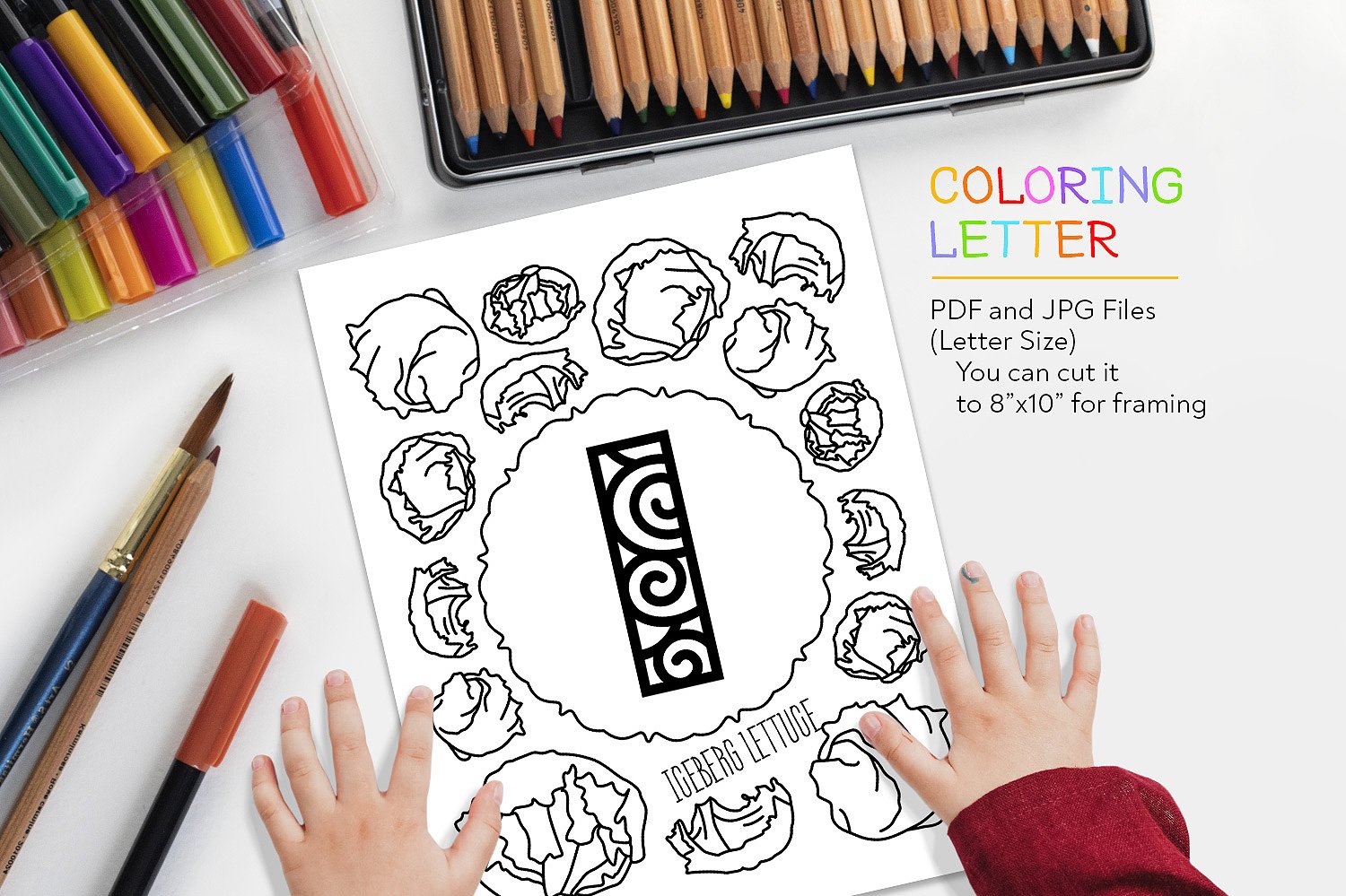 Letter I - Iceberg Lettuce Coloring Page (660286) | Printables | Design ...