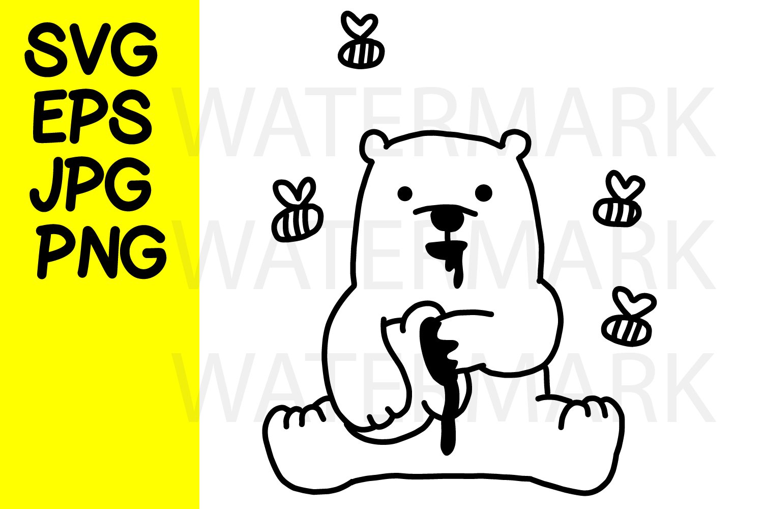 Bear Cub With Honey Svg Eps Jpg Png Illustrations Design Bundles