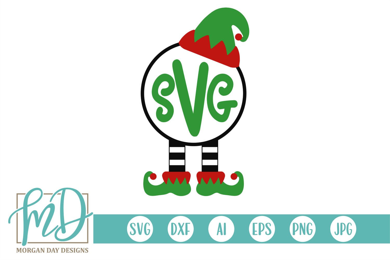 Christmas Elf Monogram Frame Svg Cut Files Design Bundles