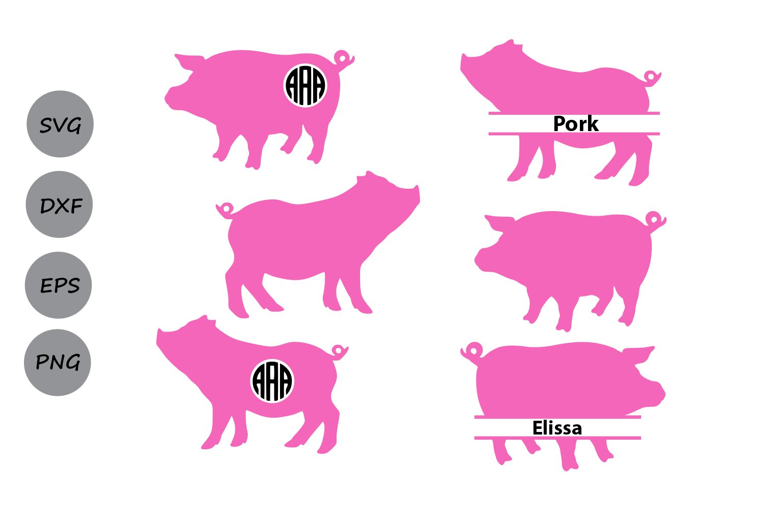 Download Pig Svg Cut File Pig Monogram Svg Bacon Svg