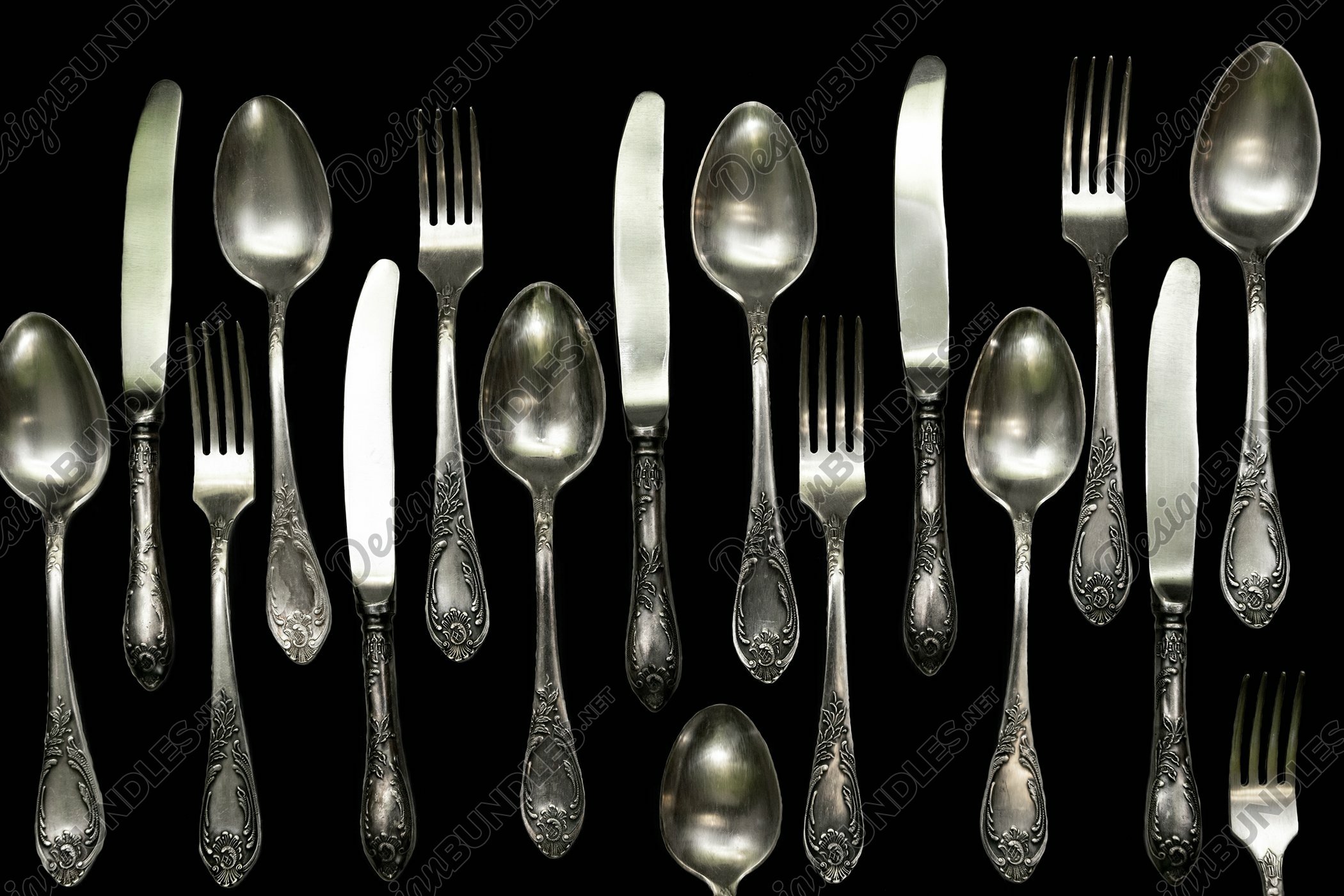 Set of vintage silver spoons and forks (1797367) Food and Drink