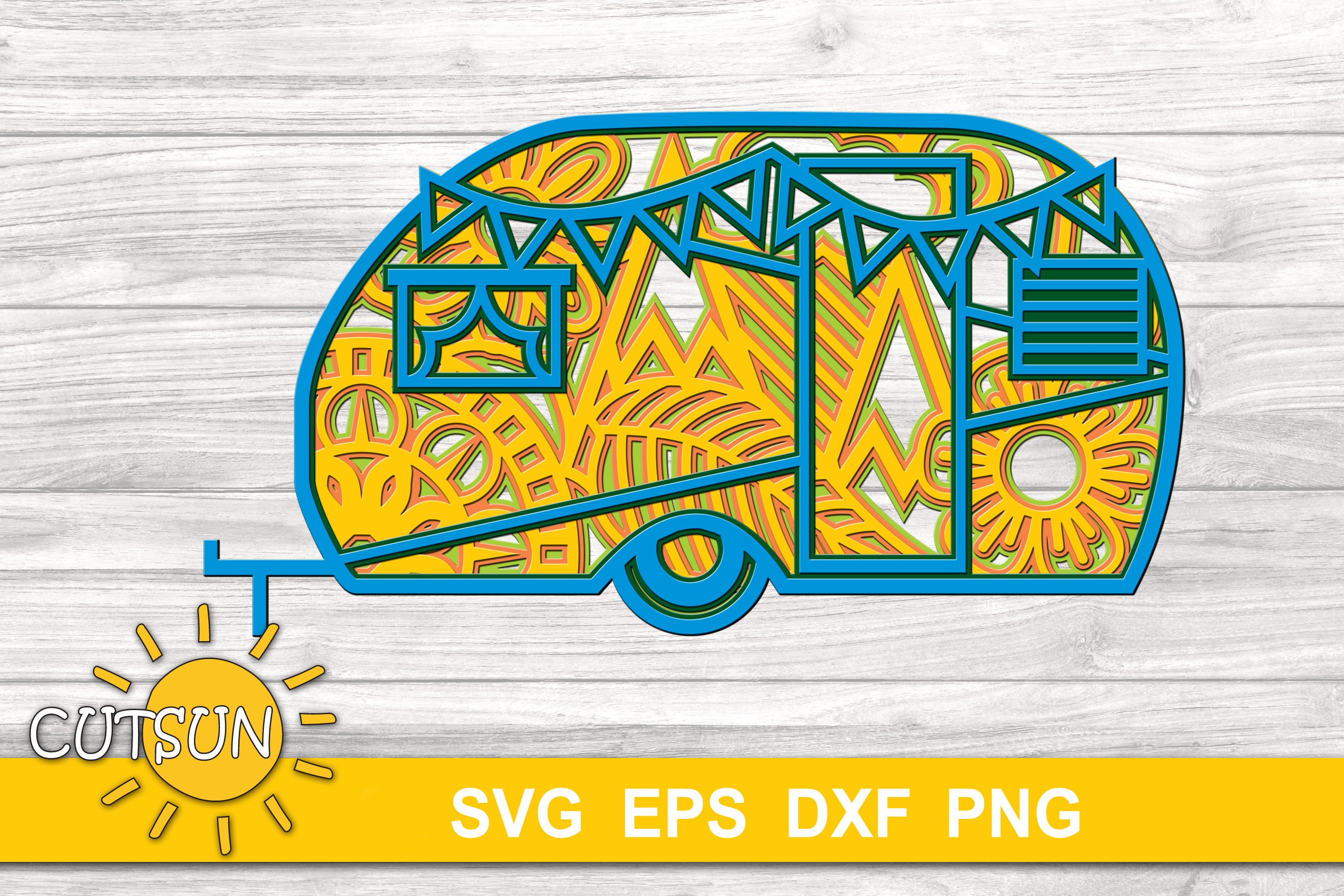 Camper SVG | 3D Layered Camper Mandala SVG 5 layers (585052) | Cut