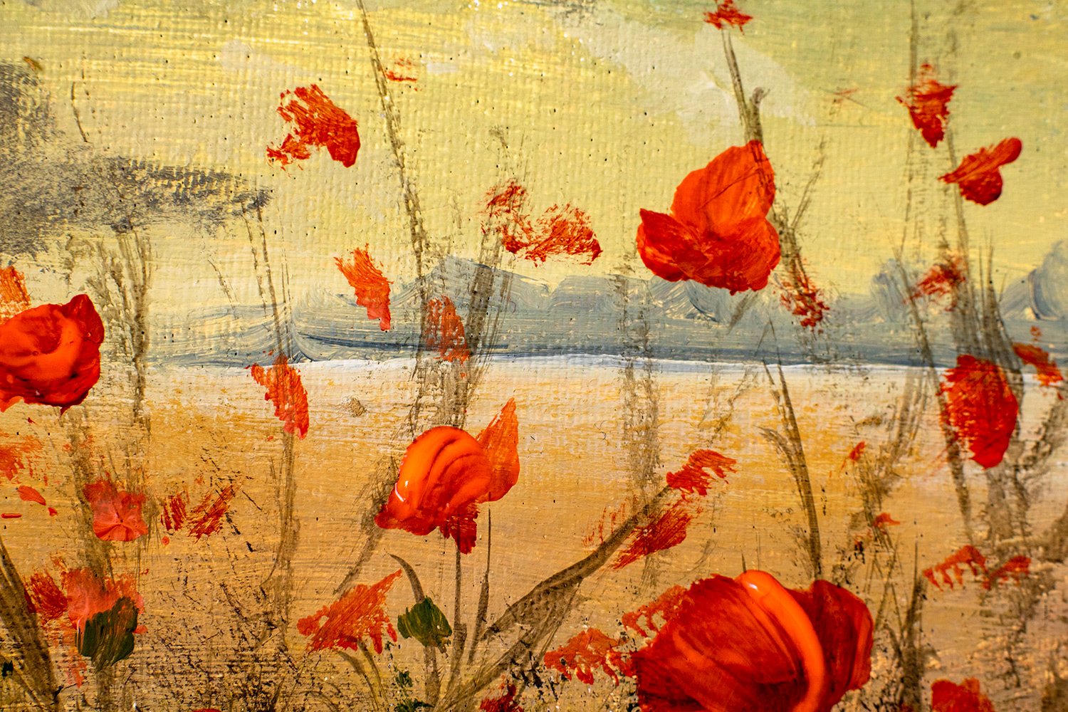 Field of red poppies flowers Impressionism modern painting (311594) | Illustrations | Design Bundles