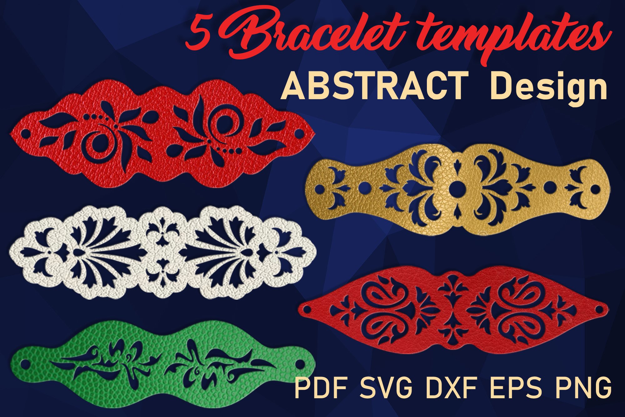 5 Leather Cuff Bracelet svg Jewelry template (455676) Cut Files
