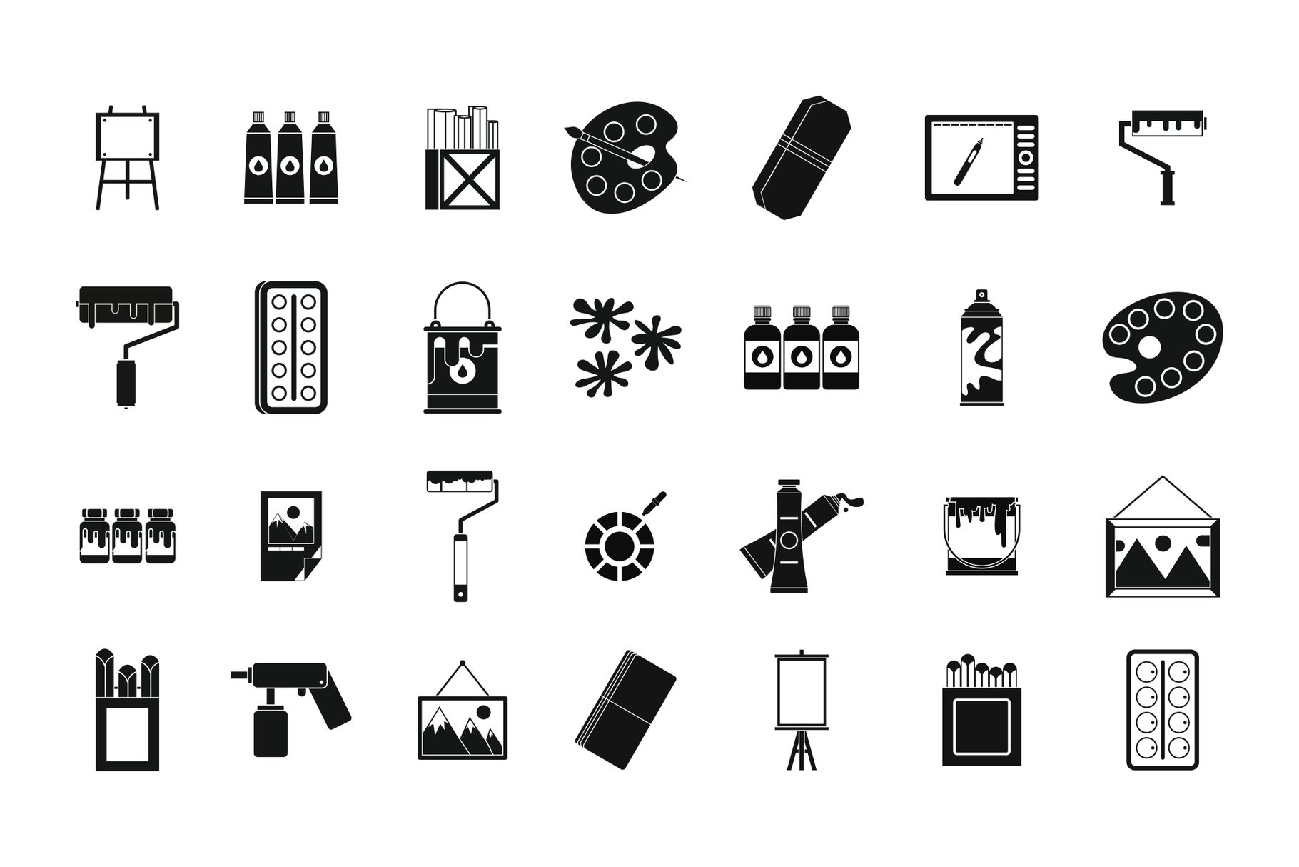 Paint tools icon set, simple style (368440) Illustrations Design