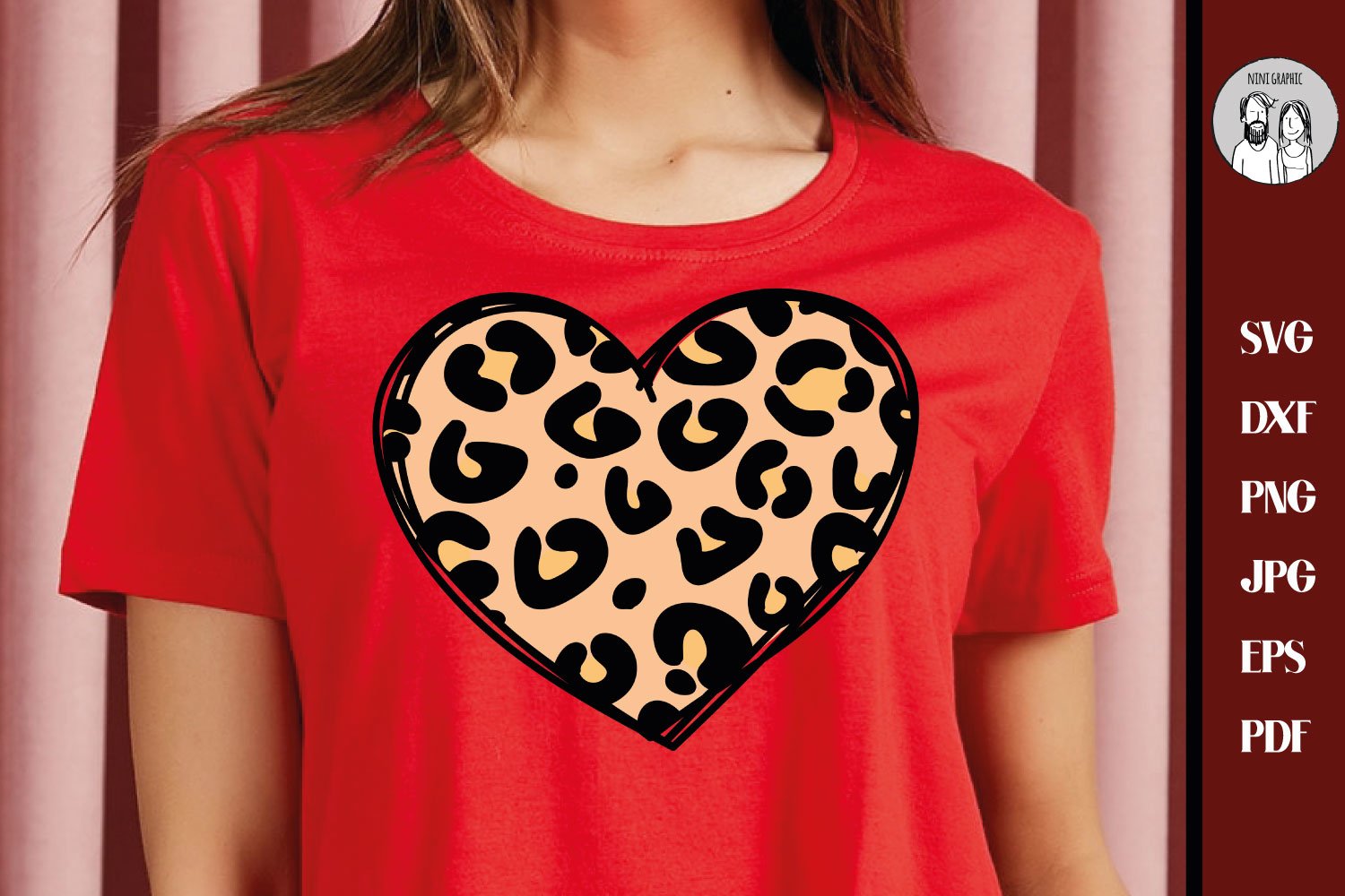 Leopard Print Heart Svg, Valentine's Day Svg, Love Svg,