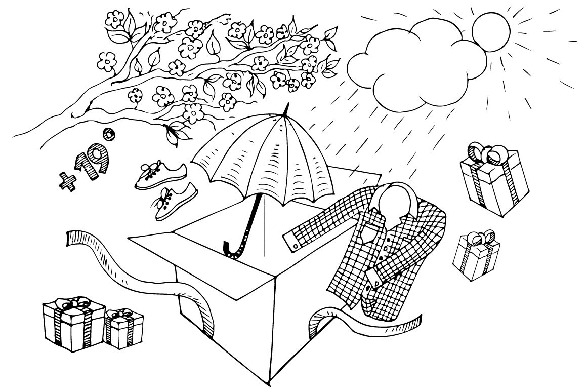 spring elements hand drawing vector (140996) | Illustrations | Design ...