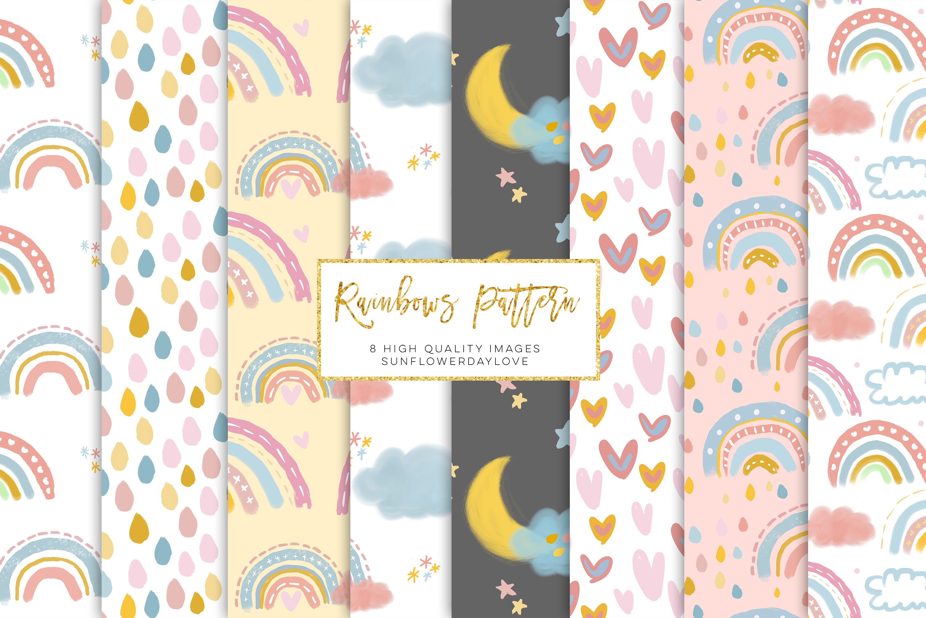 Download Modern Watercolor Rainbow Digital Paper, Pastel Rainbow ...