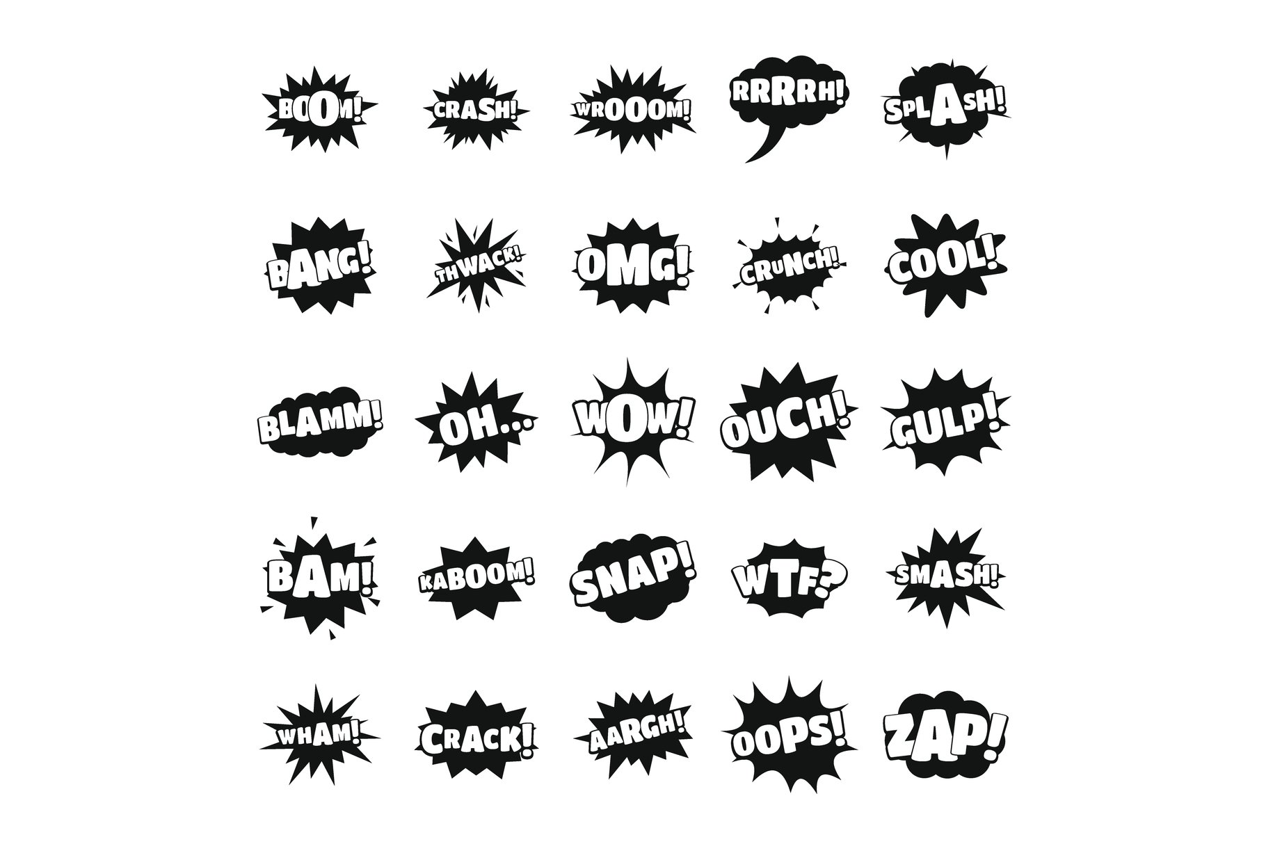 Comic bubble sound icons set, simple style (548611) Illustrations