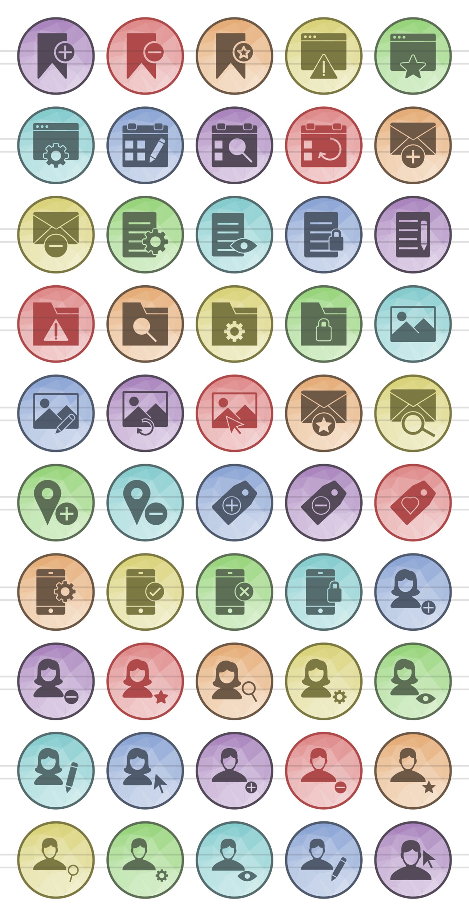 50 User Interface Filled Low Poly Icons (283154) Icons Design Bundles
