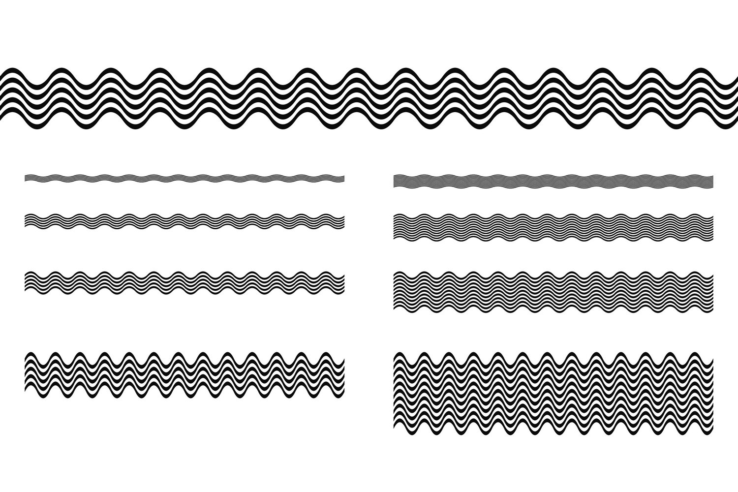 72 wave line dividers separators in 6 styles (5404) SVGs Design