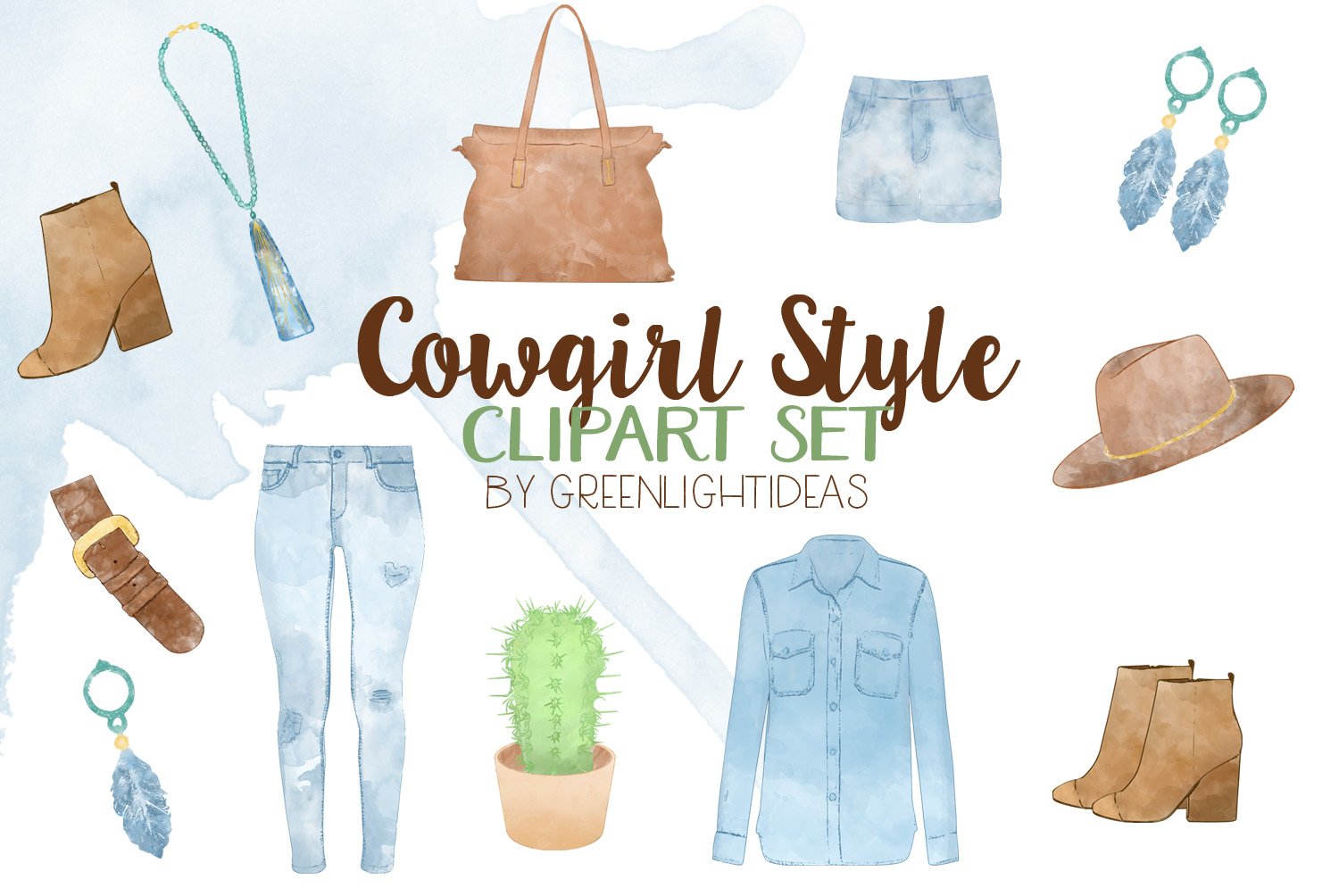 Download Watercolor Cowgirl Clothes Clipart Country Clipart Western Graphics 37863 Illustrations Design Bundles