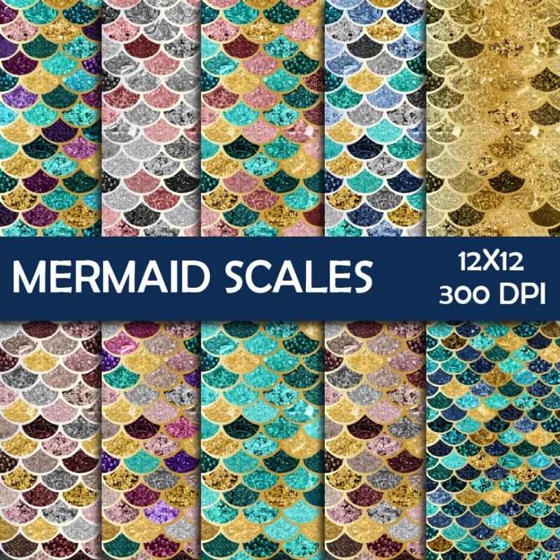 scale patterns backgrounds Sparkling Mermaid Scales Digital paper seamless mermaid tail textures glitter printable scrapbook paper