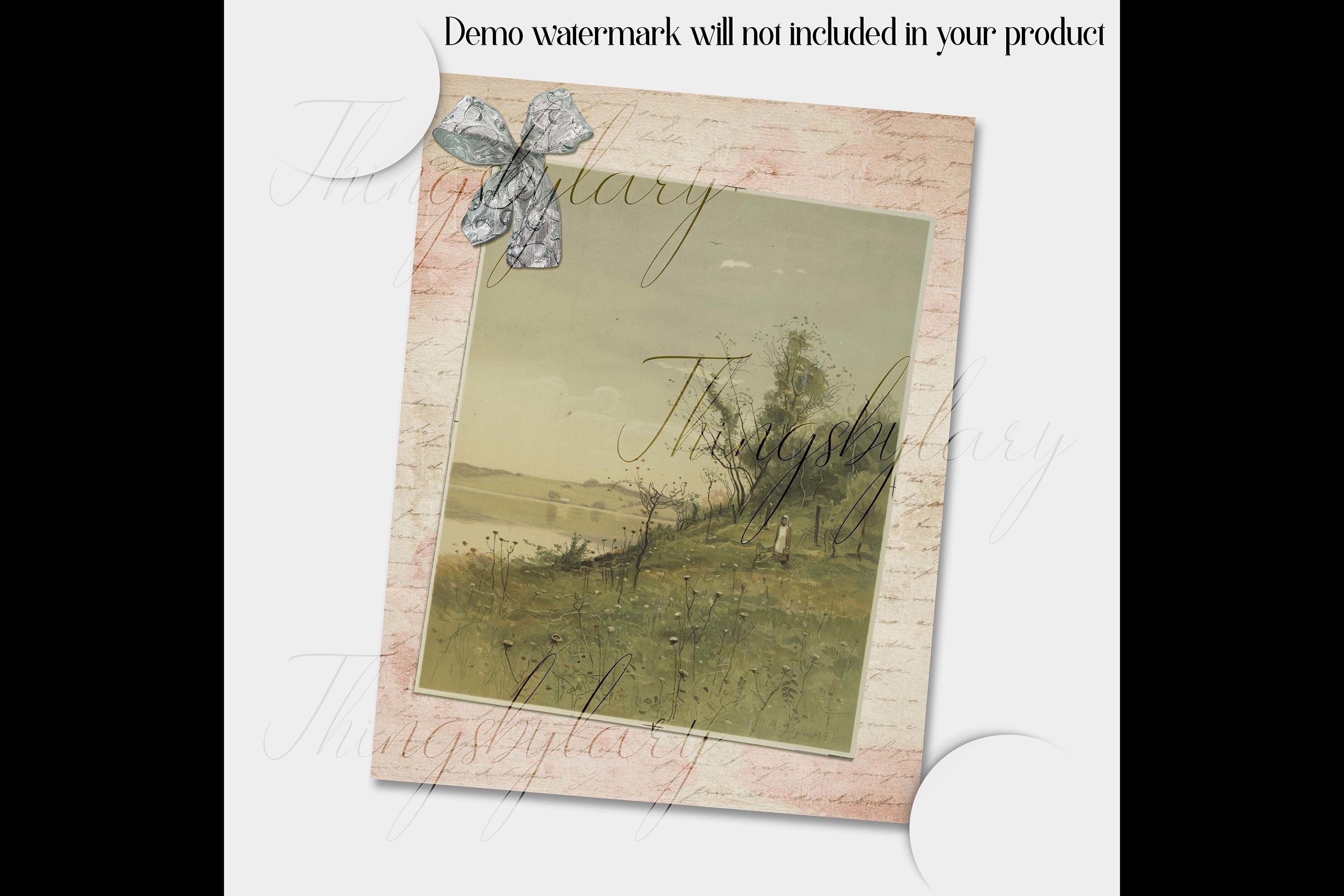 16 Vintage Landscape Postcard Nature Digital Papers 8.5x11' (361929