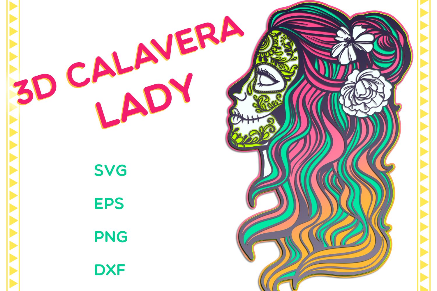 DXF Dxf Calavera clip art Calavera woman SVG Digital file Calavera woman for printing on T-shirts PNG File for paper cutting