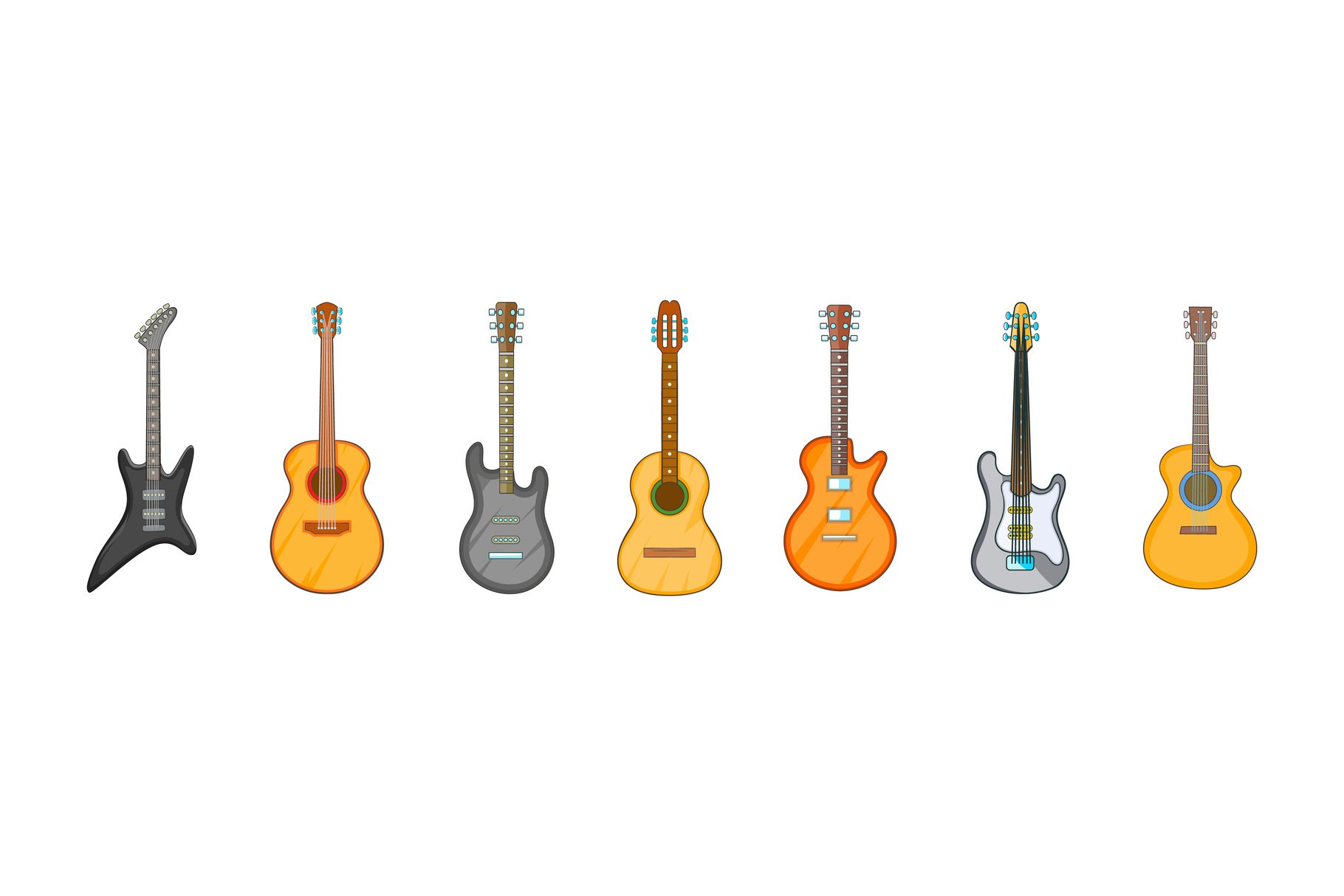 Guitar icon set, cartoon style (375520) Icons Design Bundles