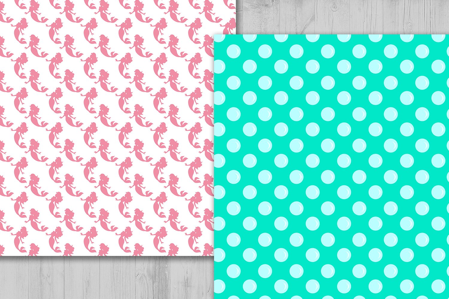 Mermaid Digital Paper, Bubbles Background, Sea Pattern. (93257 ...
