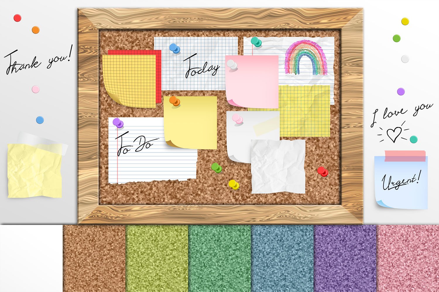 Cork Board Notes (564108) Illustrations Design Bundles