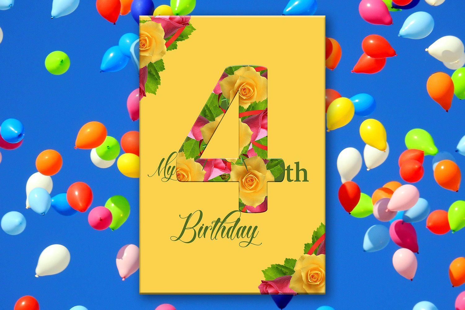 4th birthday number card card for birthday kids off50 122057