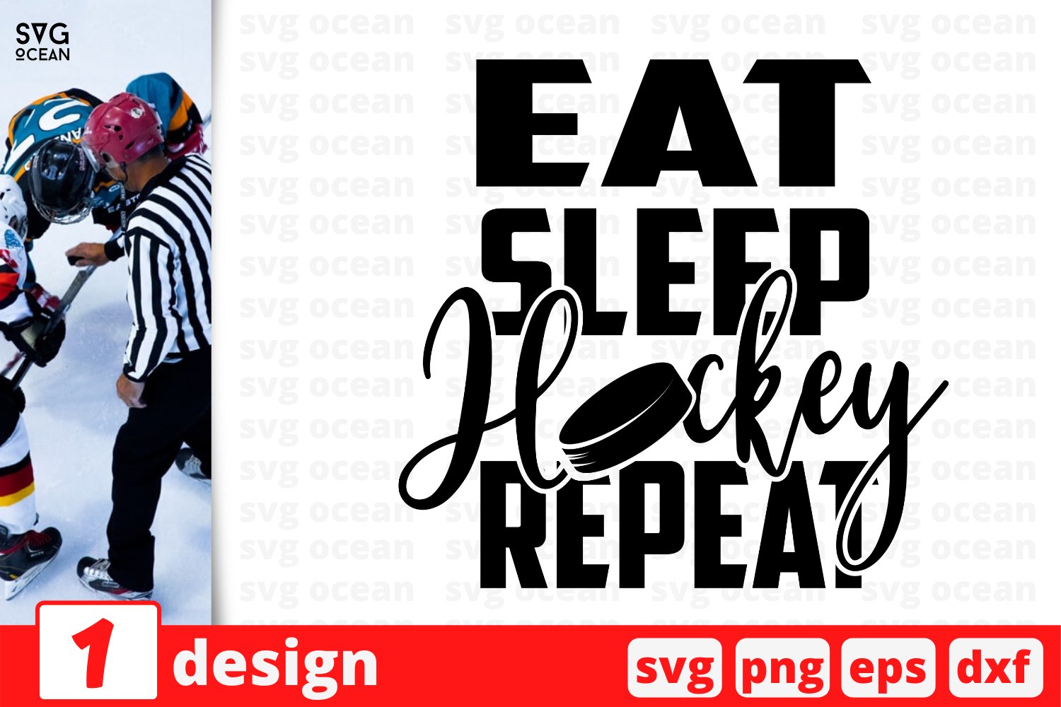 EAT SLEEP HOCKEY REPEAT SVG CUT FILE Hockey cricut Puck (771482