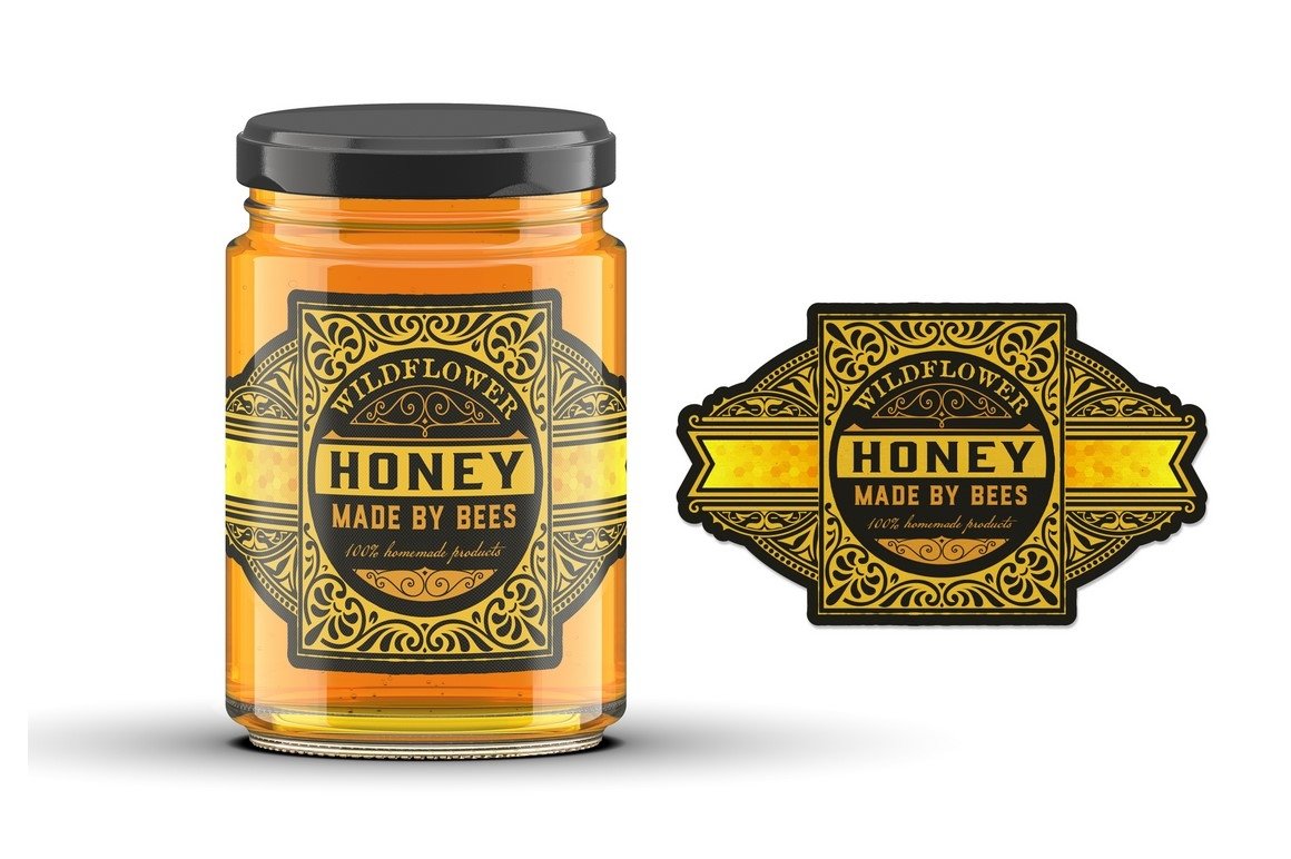 Vintage Honey Label Layout (906474) | Products | Design Bundles