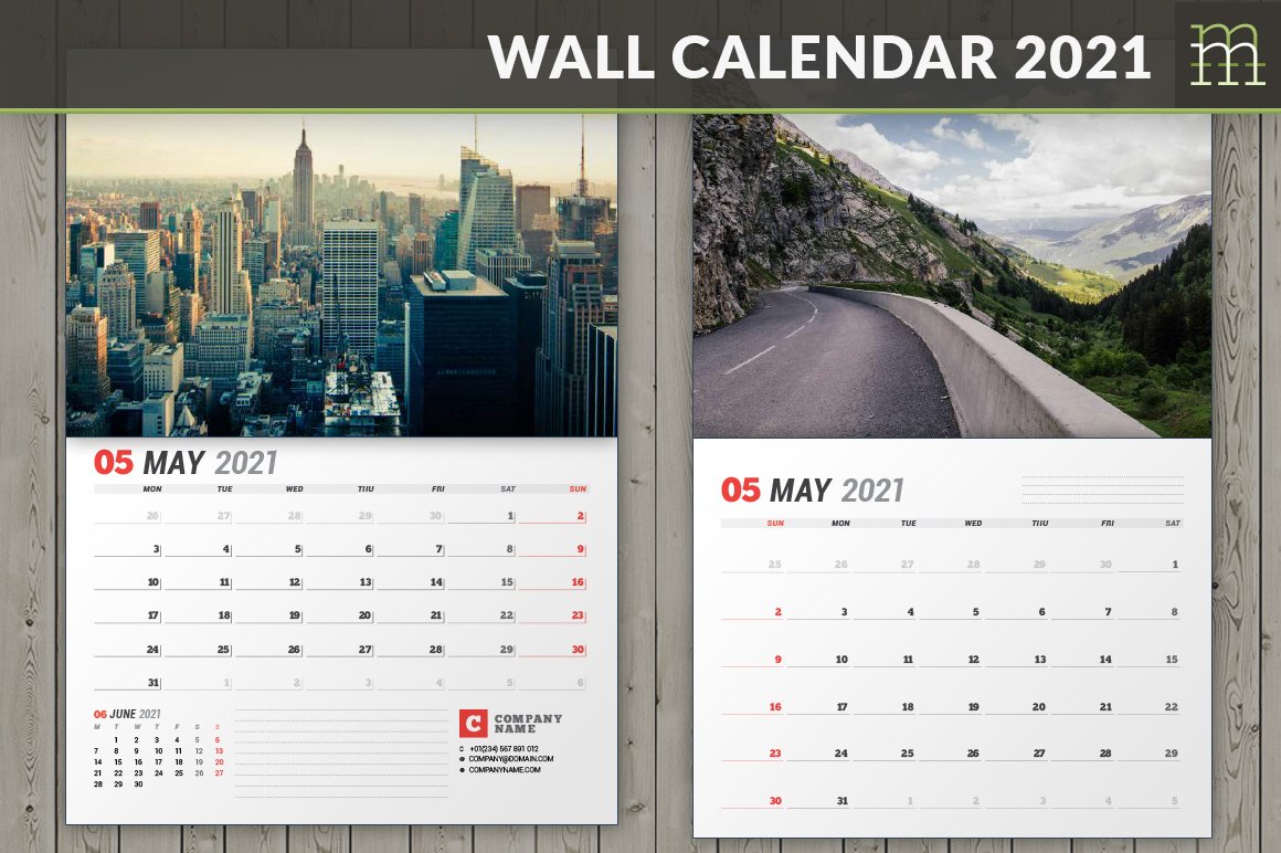 Wall Calendar 2021 (701970) Brochures Design Bundles