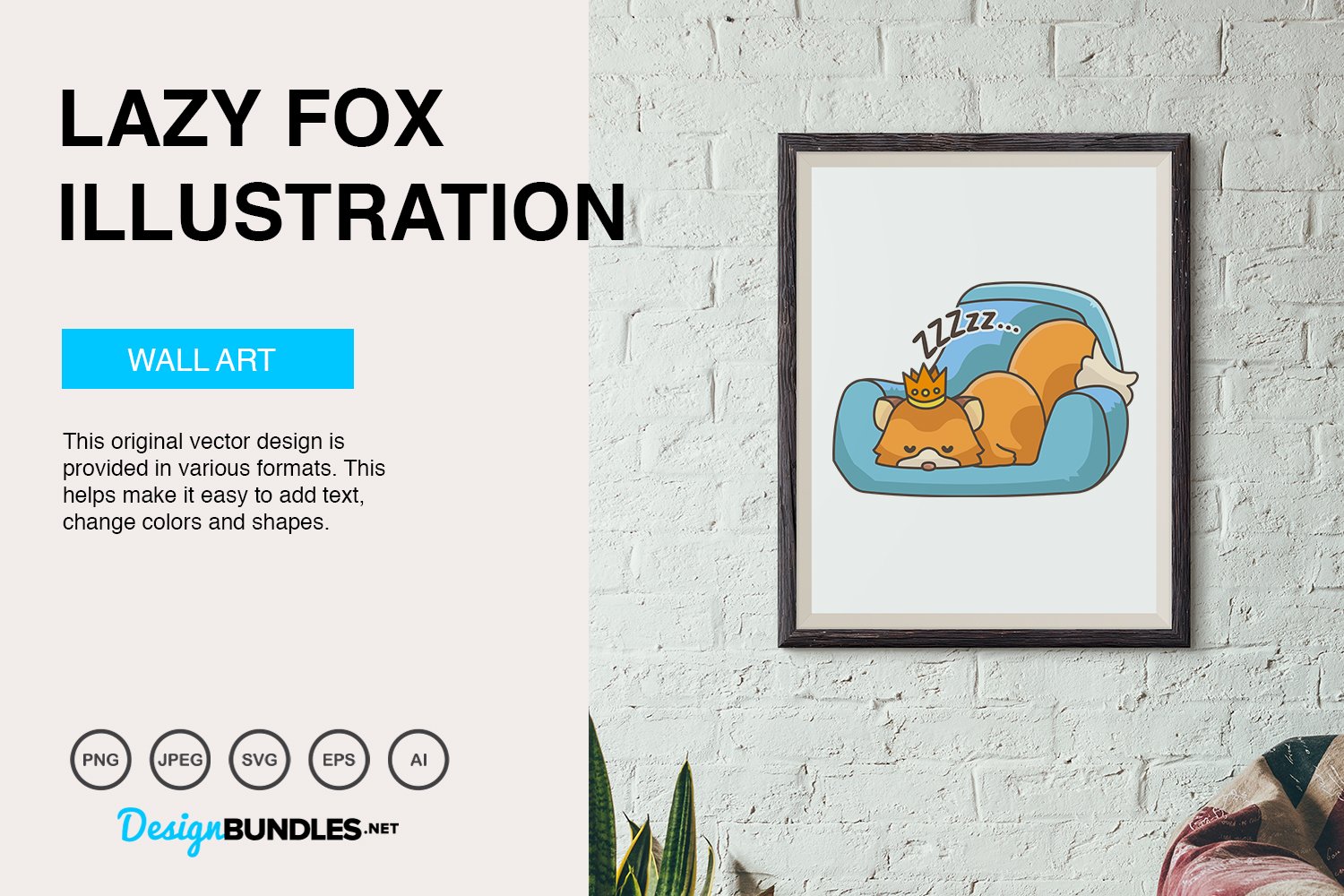 Lazy Fox Vector Illustration