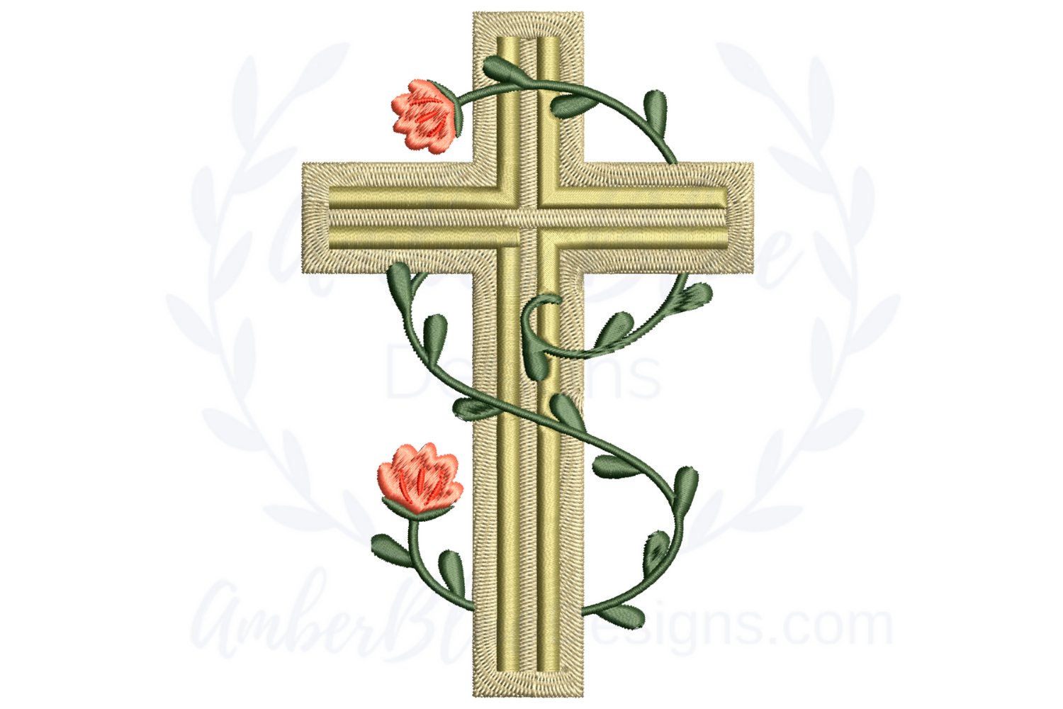 Decorative vine cross embroidery file 856606  designs  design bundles
