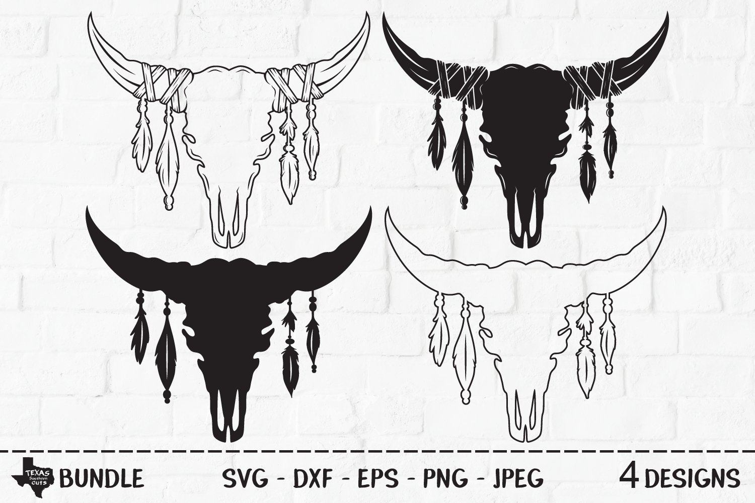 Bull Skull Bundle SVG, Cut File, Country Shirt (1178902), image size:1500x1000