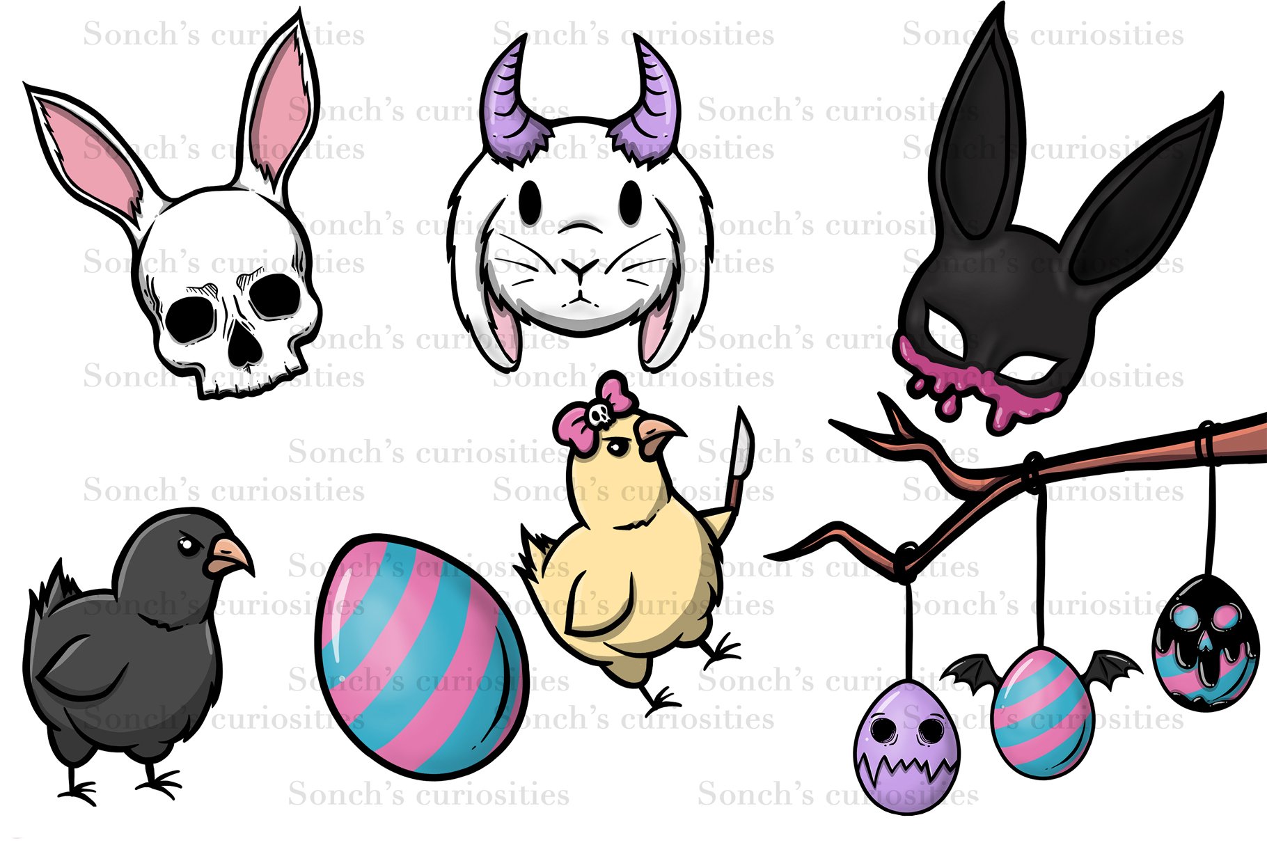 Spooky EASTER , Pastel Goth high resolution png files (1244644