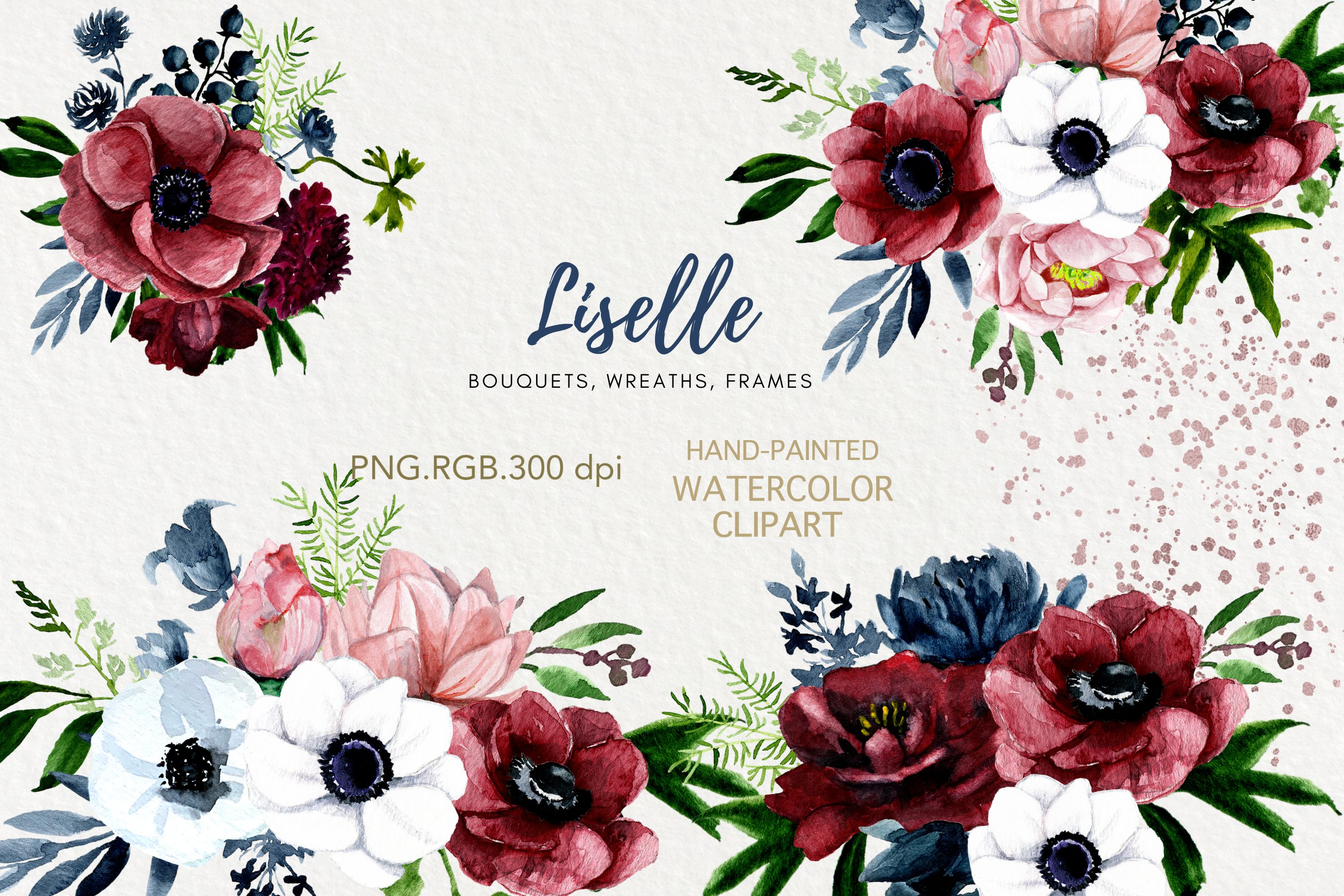 Anemone Floral Design Watercolor Print Flower Bouquet