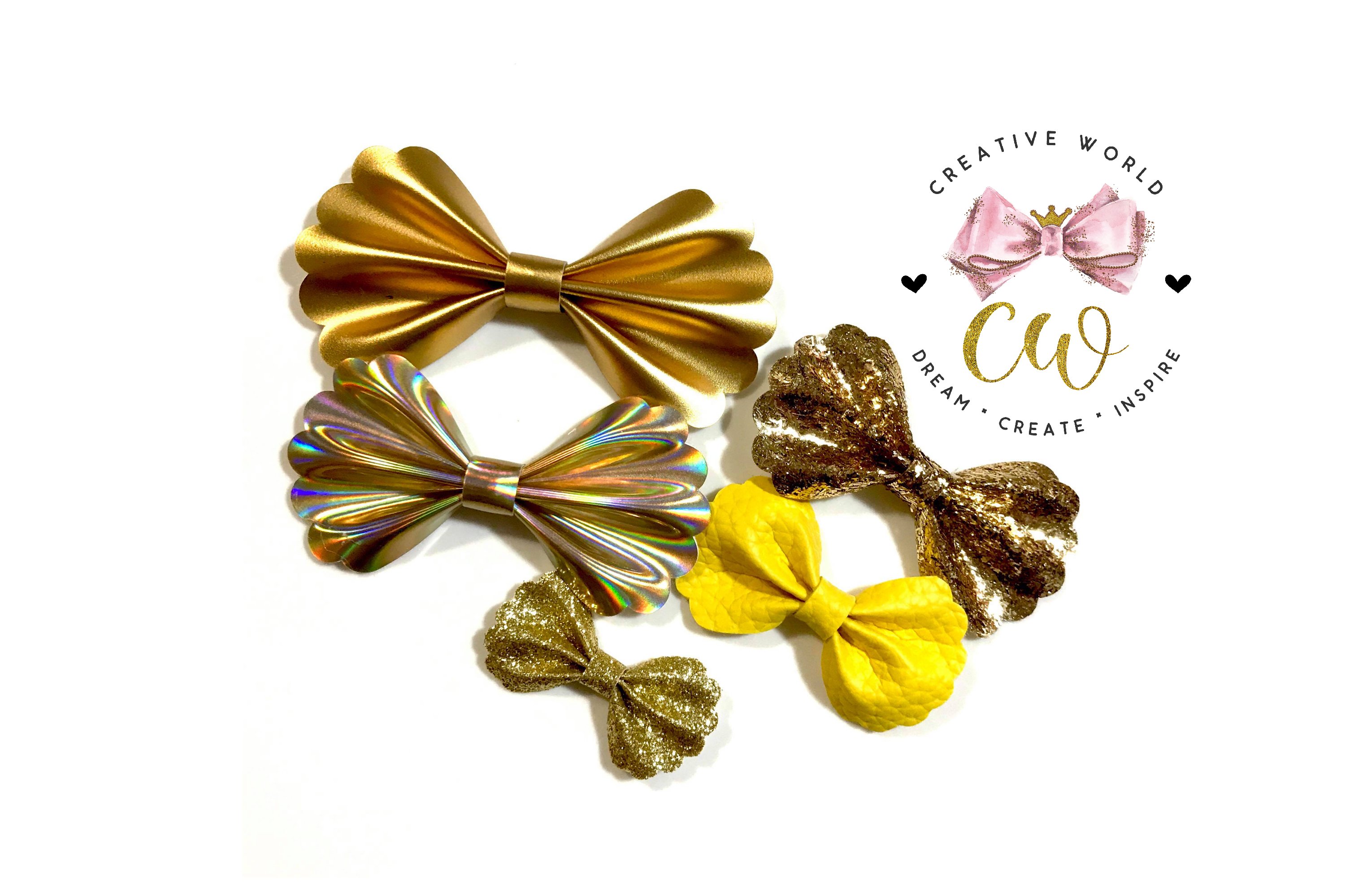 5 in 1 Scallop Pinch Bow Digital Template | Pinch Bow (264915) | Cut ...