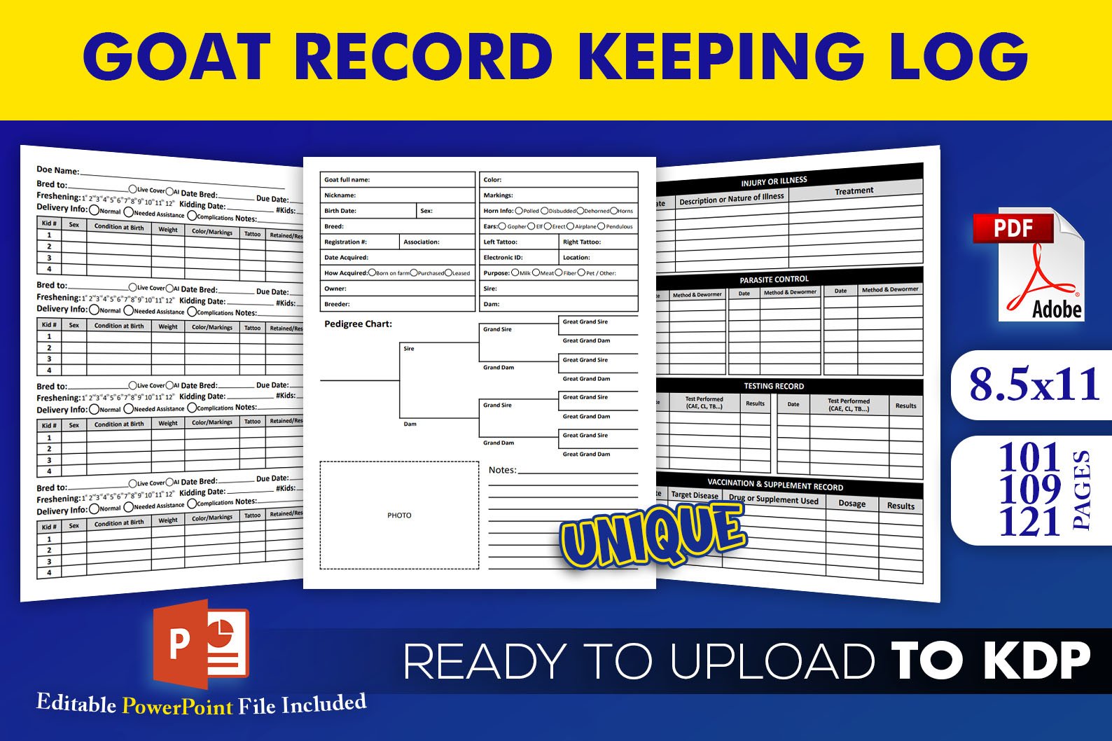 Goat Record Keeping Log Book KDP Interior Template Editable for Free Printable Goat Record Keeping