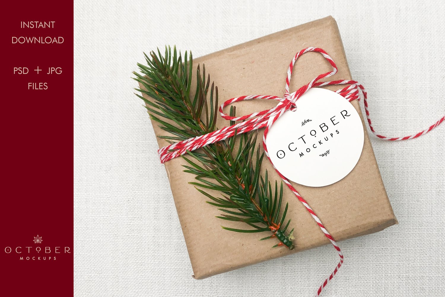 Christmas Gift Tag Mockup Round Tag Mockup in JPG and