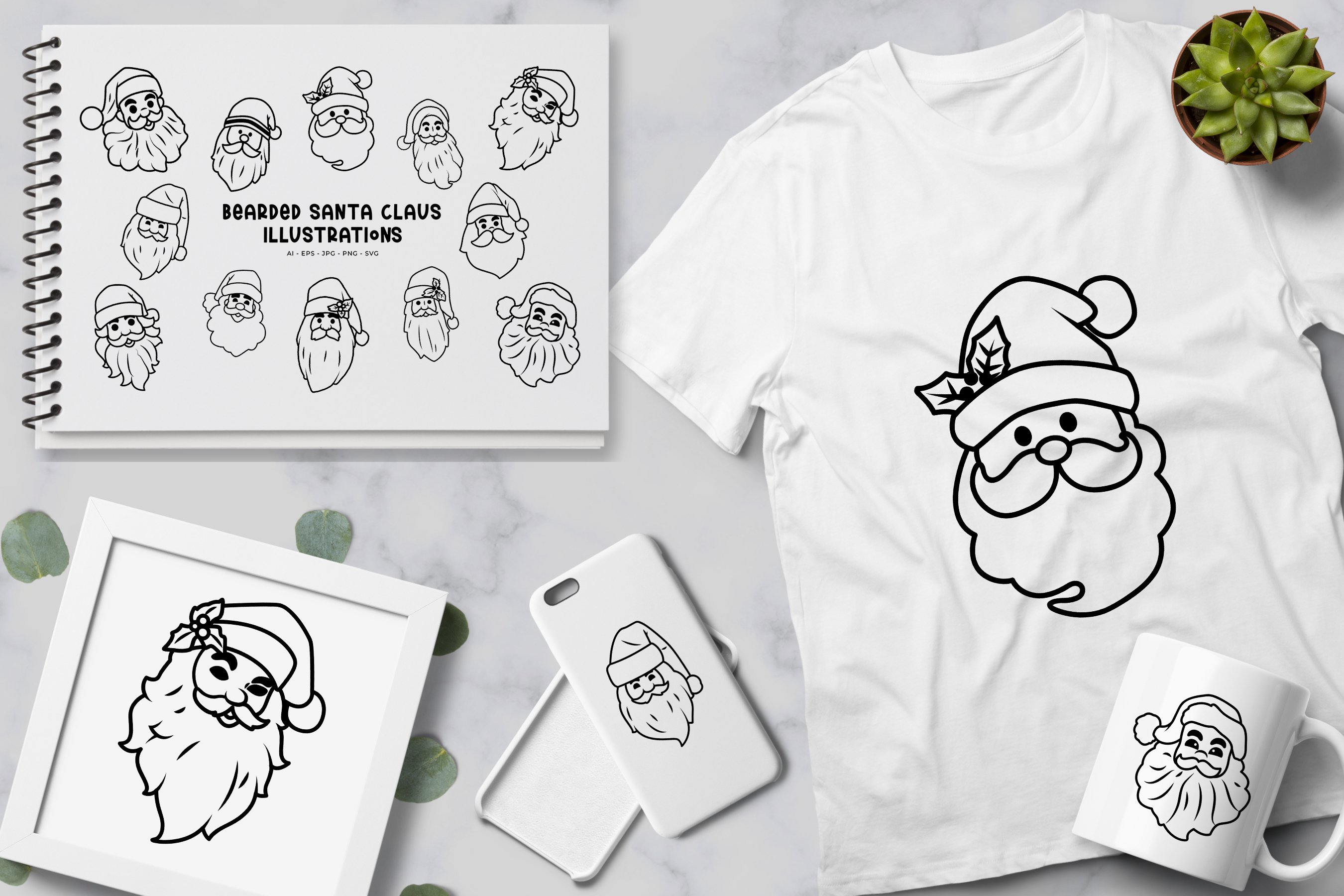 Bearded Santa Claus illustrations